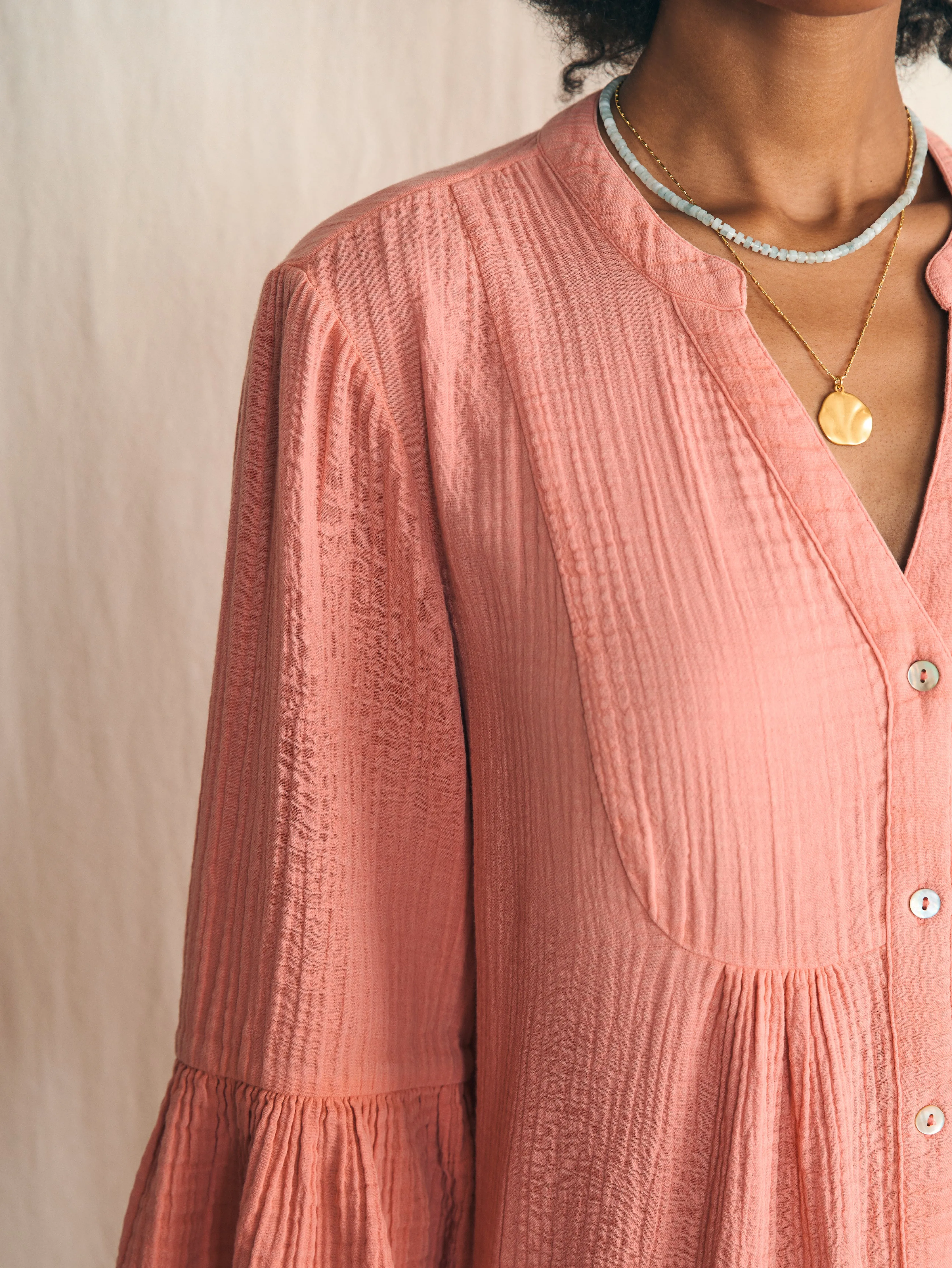 Dune Cotton Gauze Kasey Dress - Coral sold by Faherty product image thumbnail 2