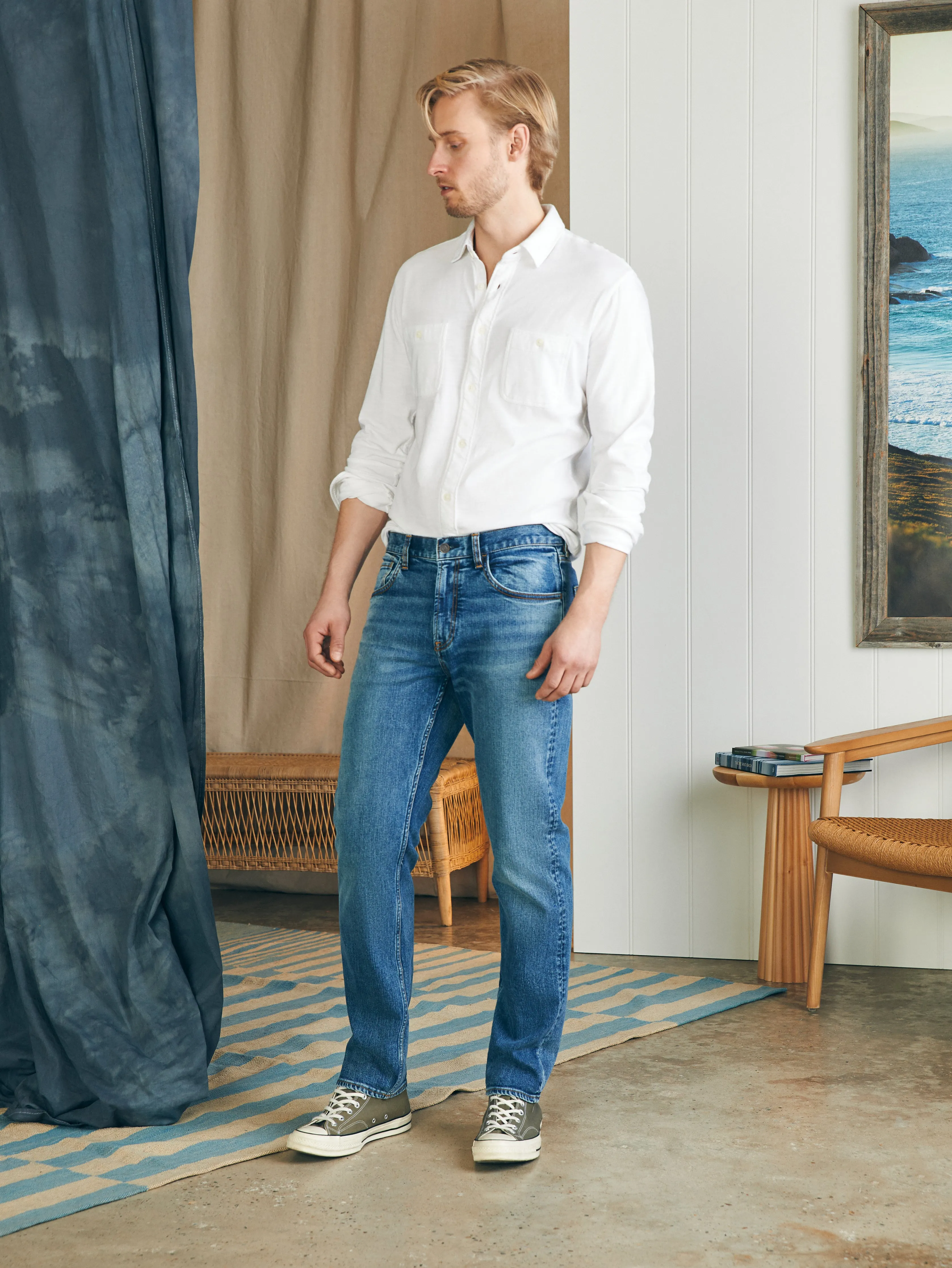 Organic Cotton Slim Straight Denim (34" Inseam) - East Lake Wash sold by Faherty product image thumbnail 3
