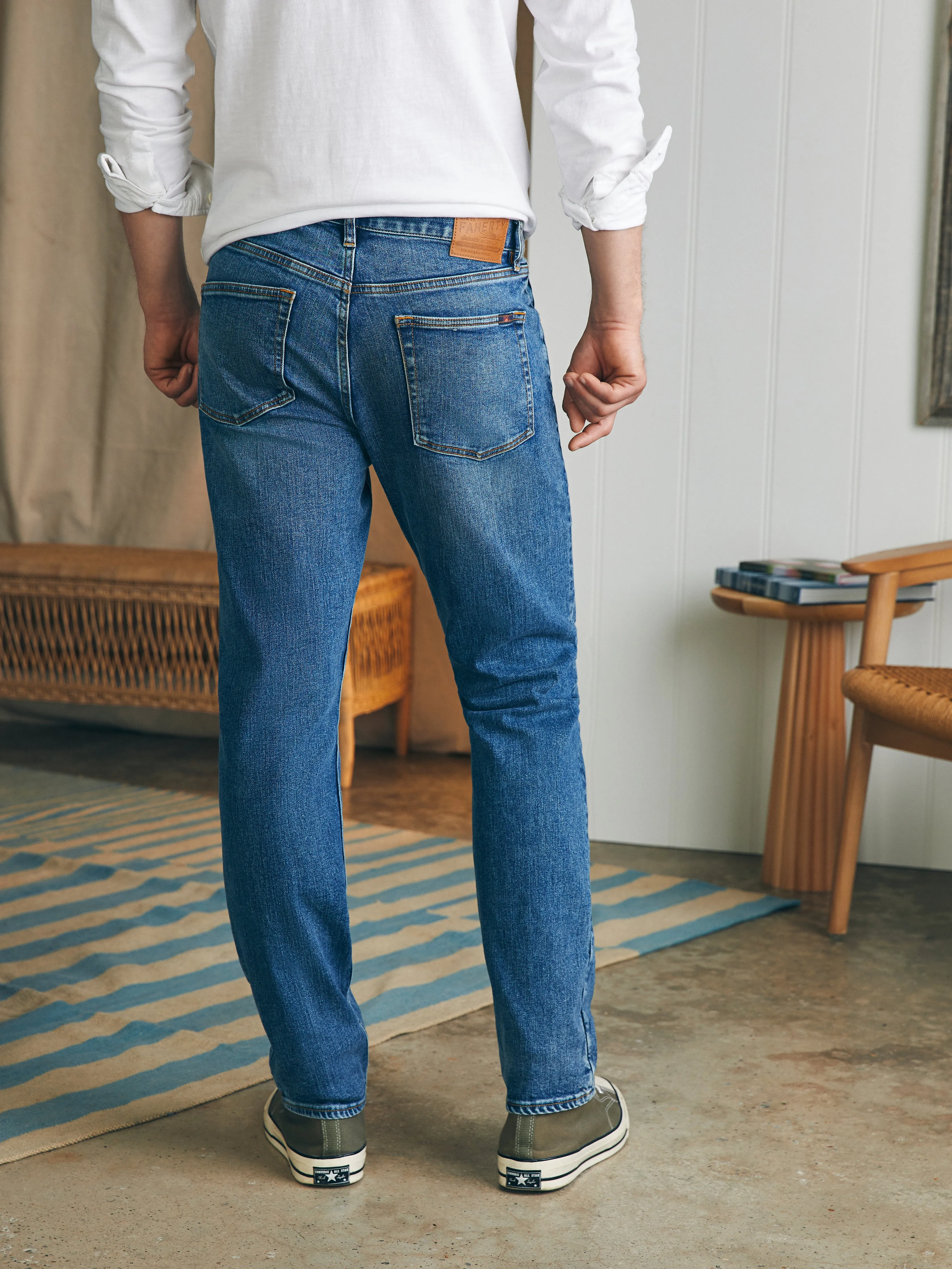 Organic Cotton Slim Straight Denim (34" Inseam) - East Lake Wash sold by Faherty product image thumbnail 5