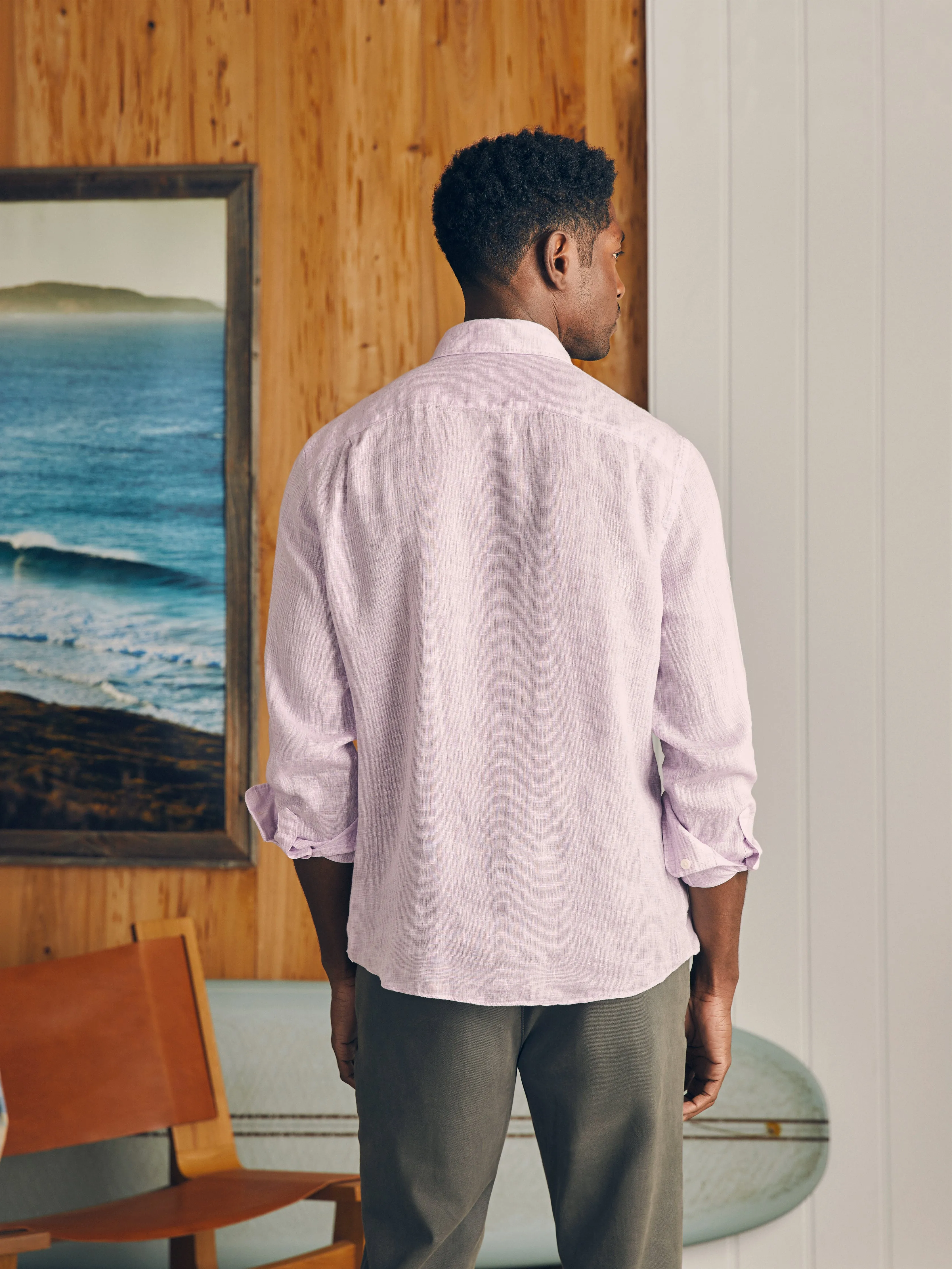 Linen Laguna Shirt (Tall) - Lavender Melange sold by Faherty product image thumbnail 5