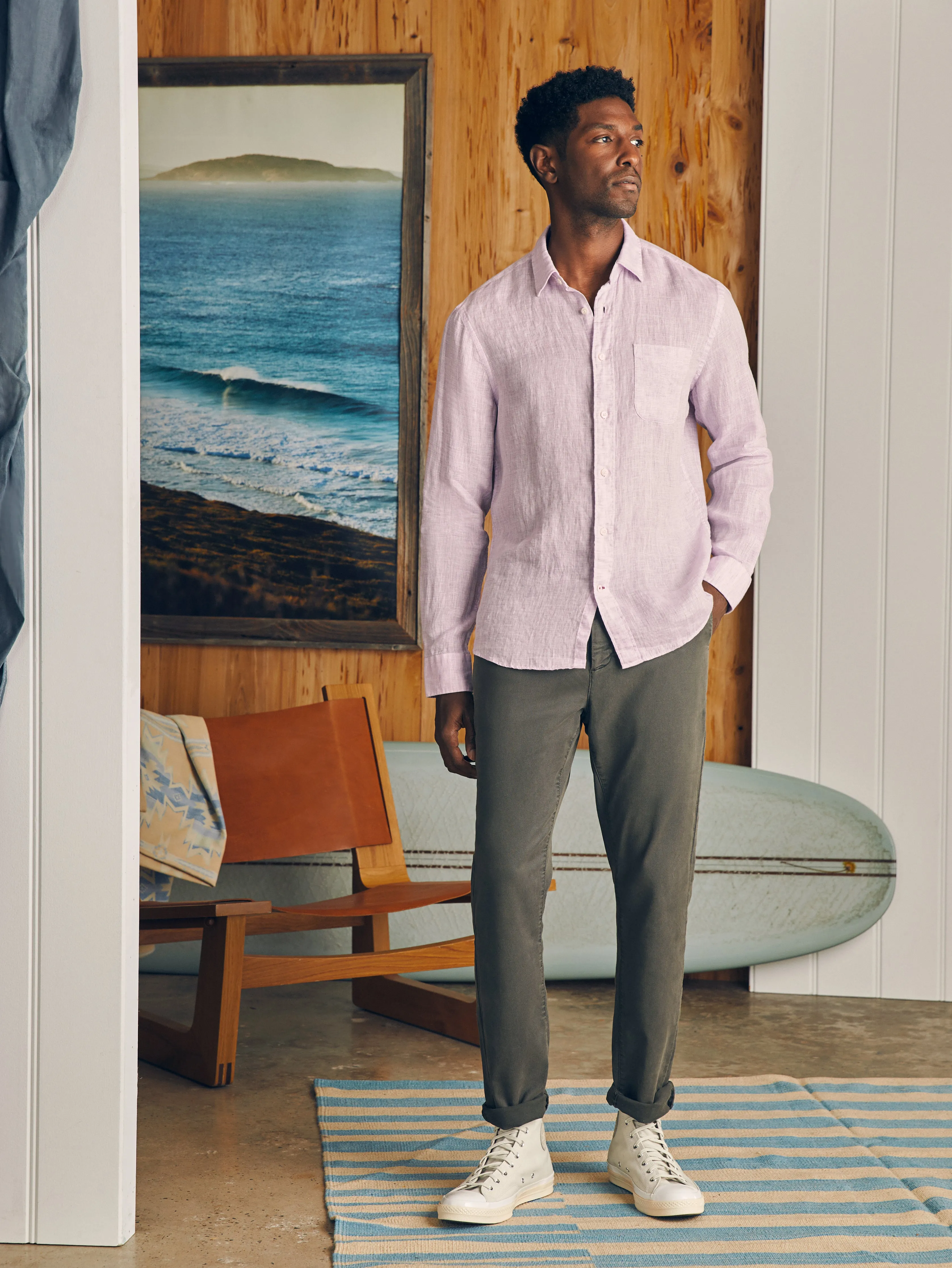 Linen Laguna Shirt (Tall) - Lavender Melange sold by Faherty product image thumbnail 4