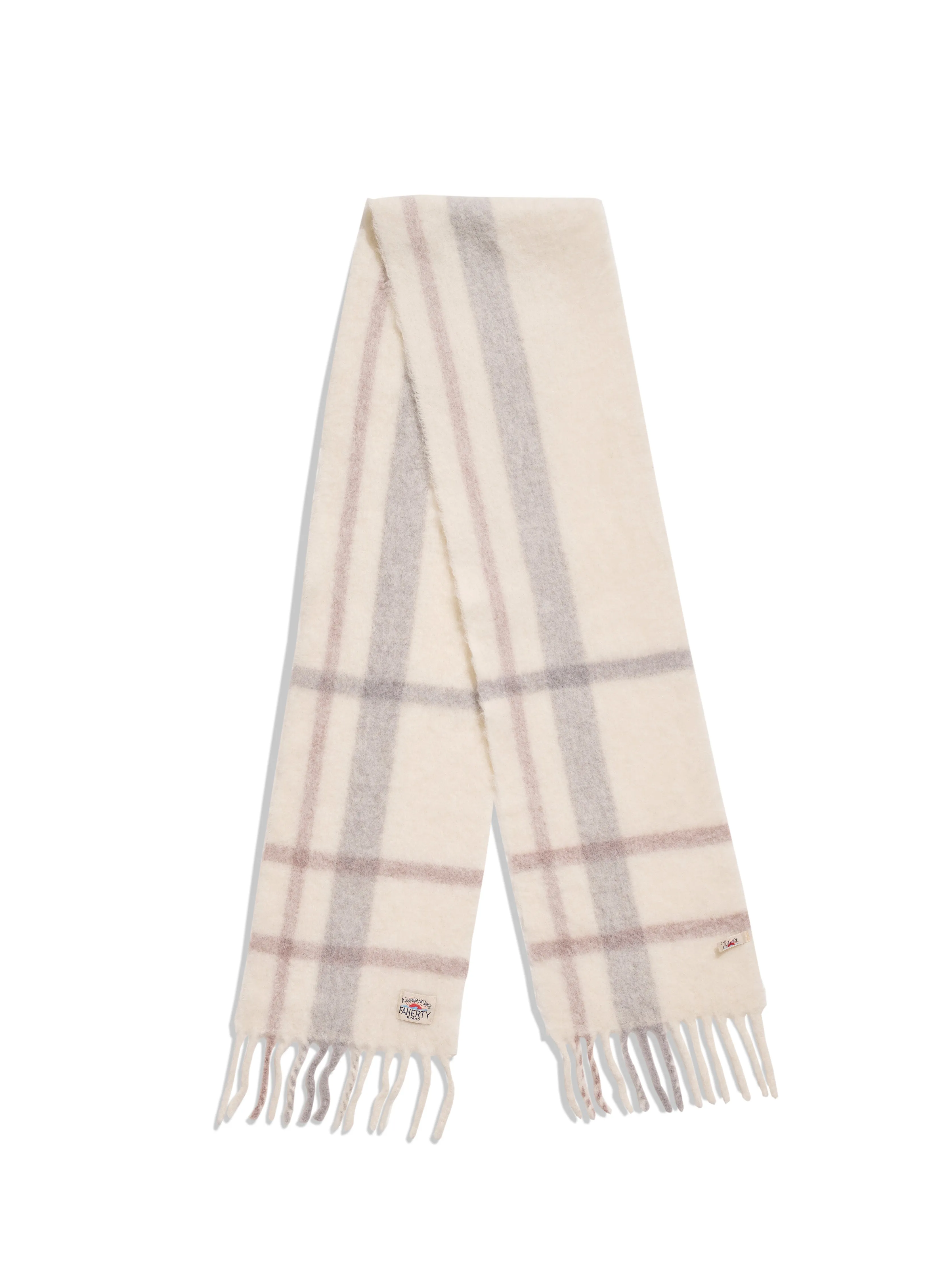 Plaid Alpaca Scarf - Cream sold by Faherty