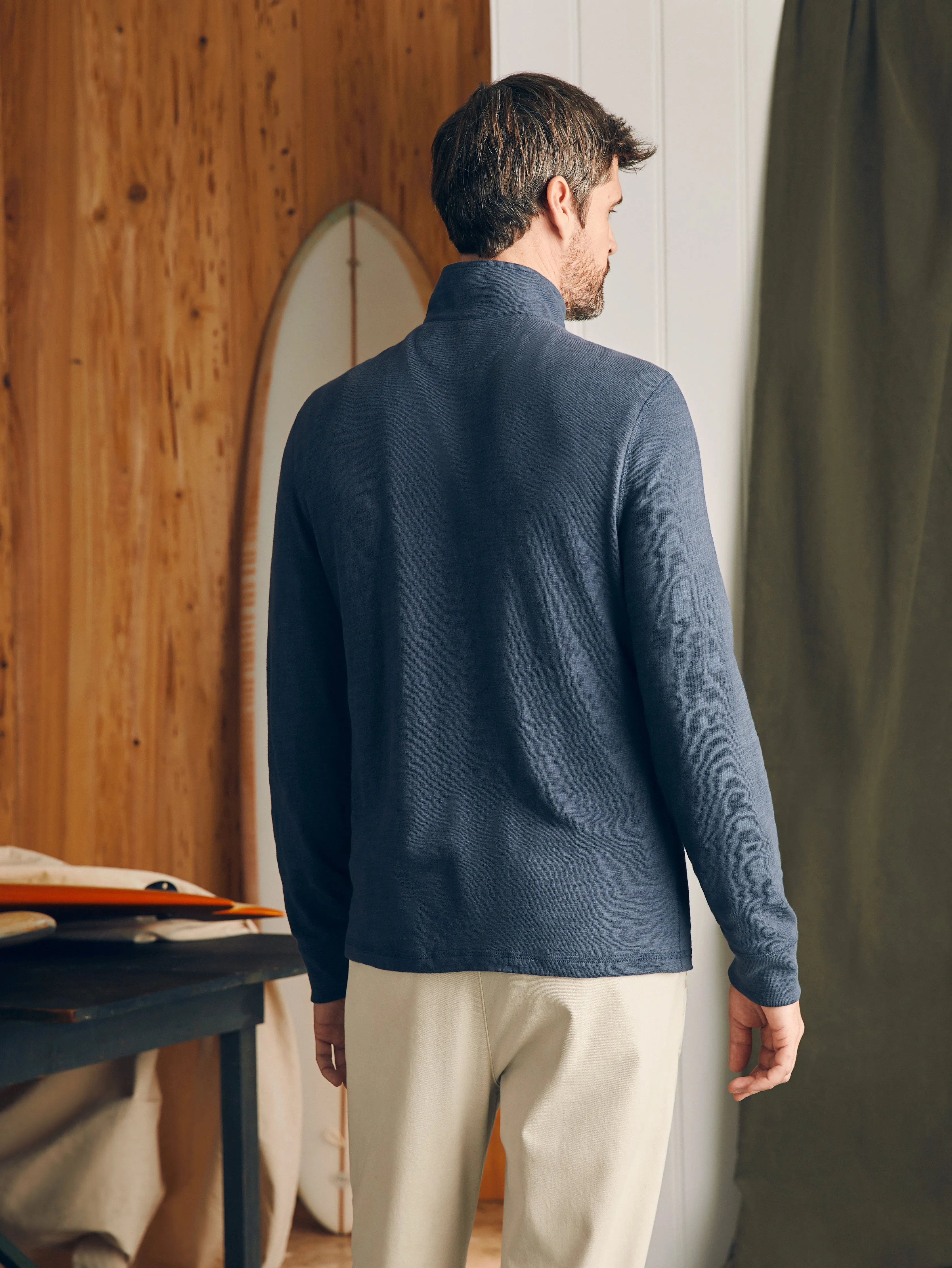 Sunwashed Slub Quarter Zip (Tall) - Blue Nights sold by Faherty product image thumbnail 5