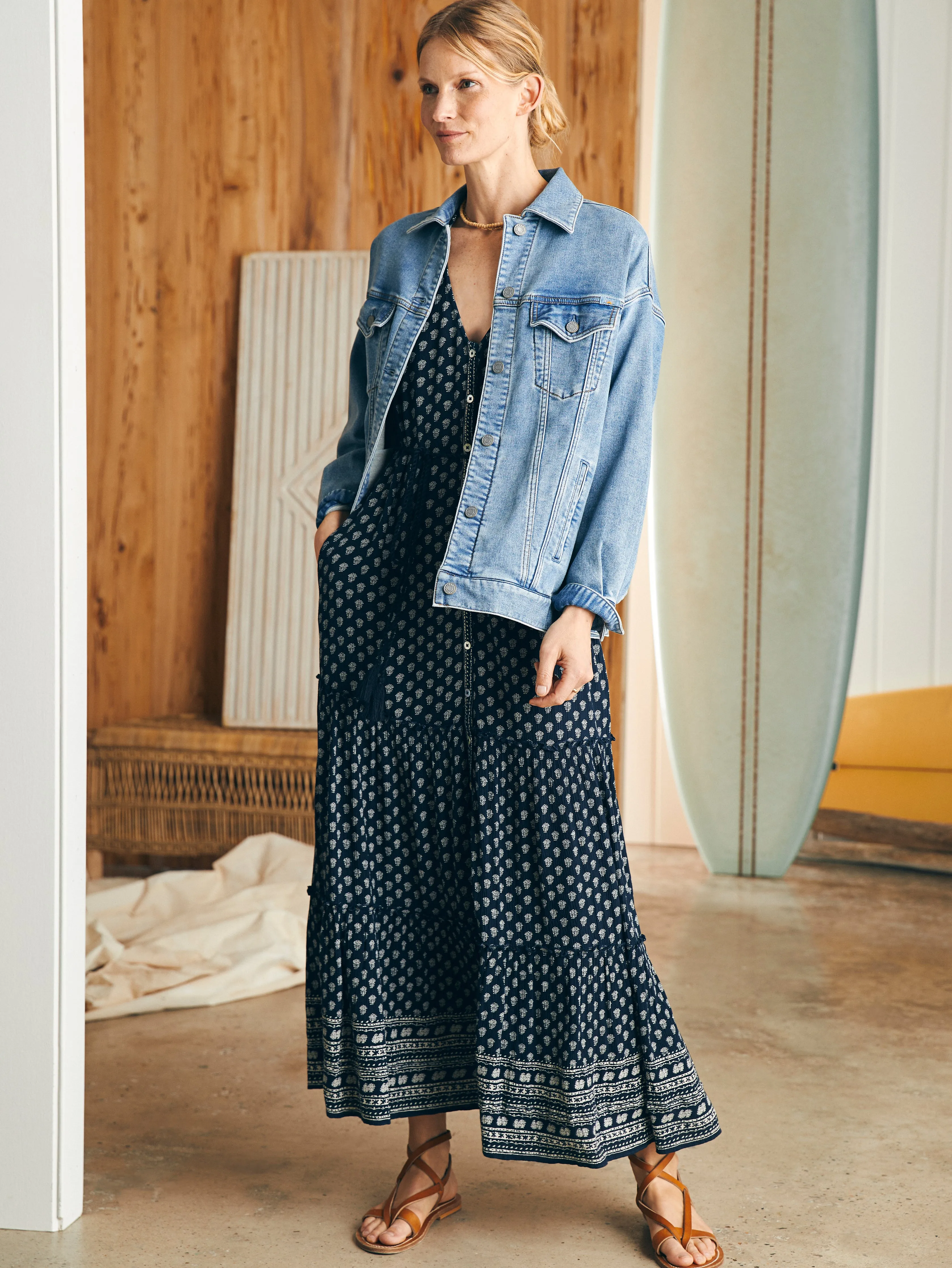 Orinda Long Sleeve Maxi Dress - Lotus Floral Print sold by Faherty product image thumbnail 3