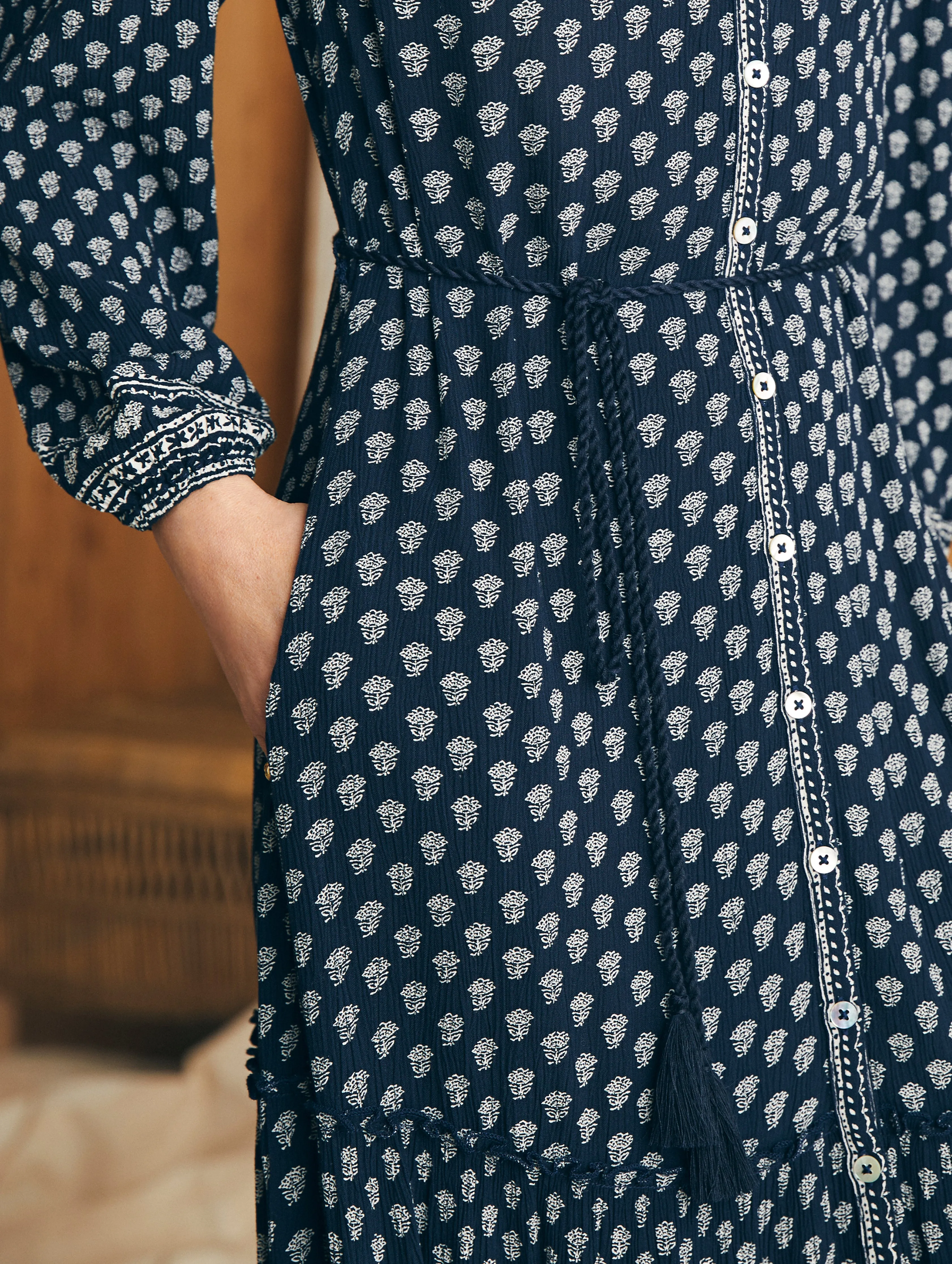 Orinda Long Sleeve Maxi Dress - Lotus Floral Print sold by Faherty product image thumbnail 4
