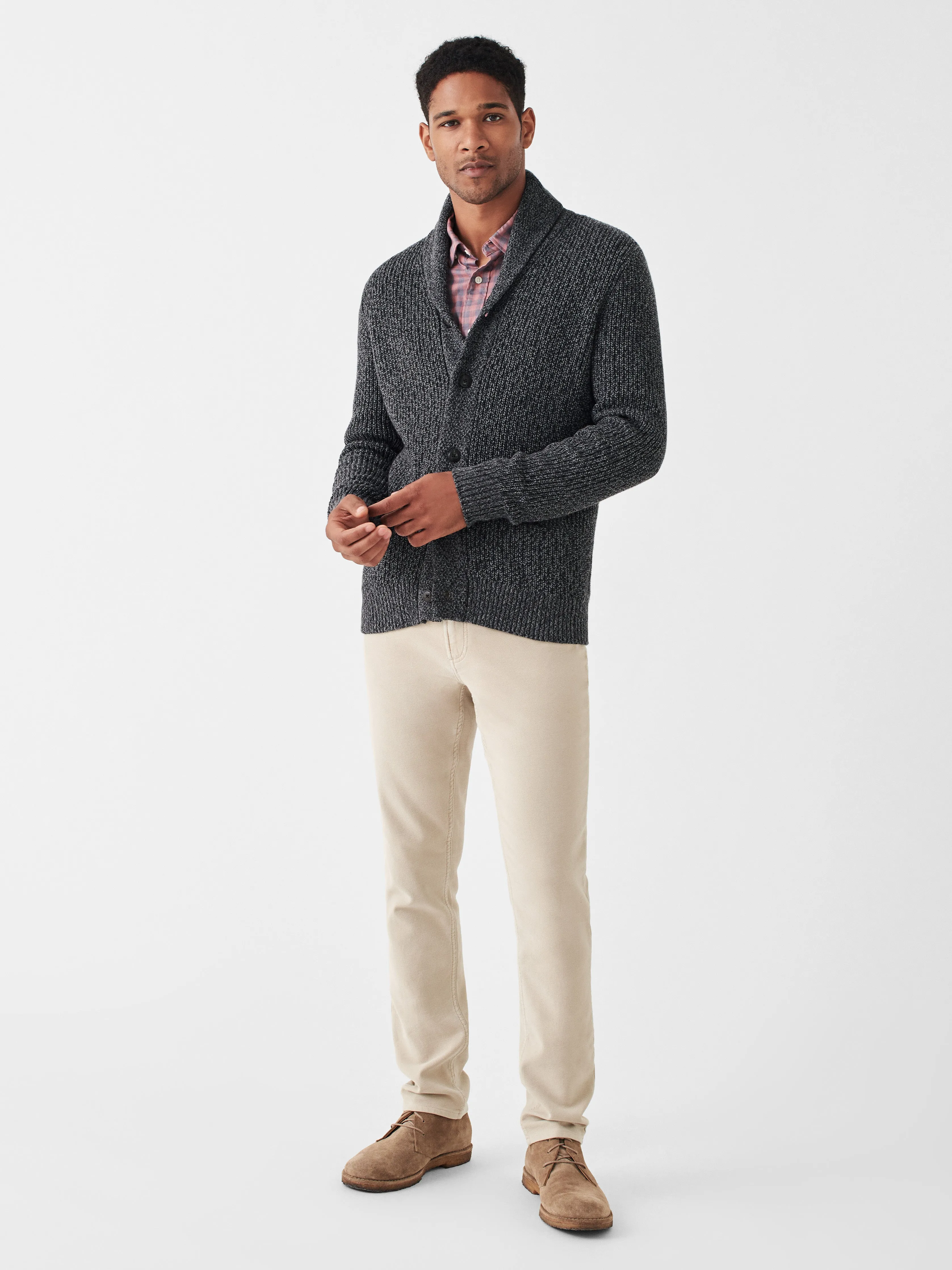 Marled Cotton Cardigan - Deep Charcoal Marl sold by Faherty product image thumbnail 3