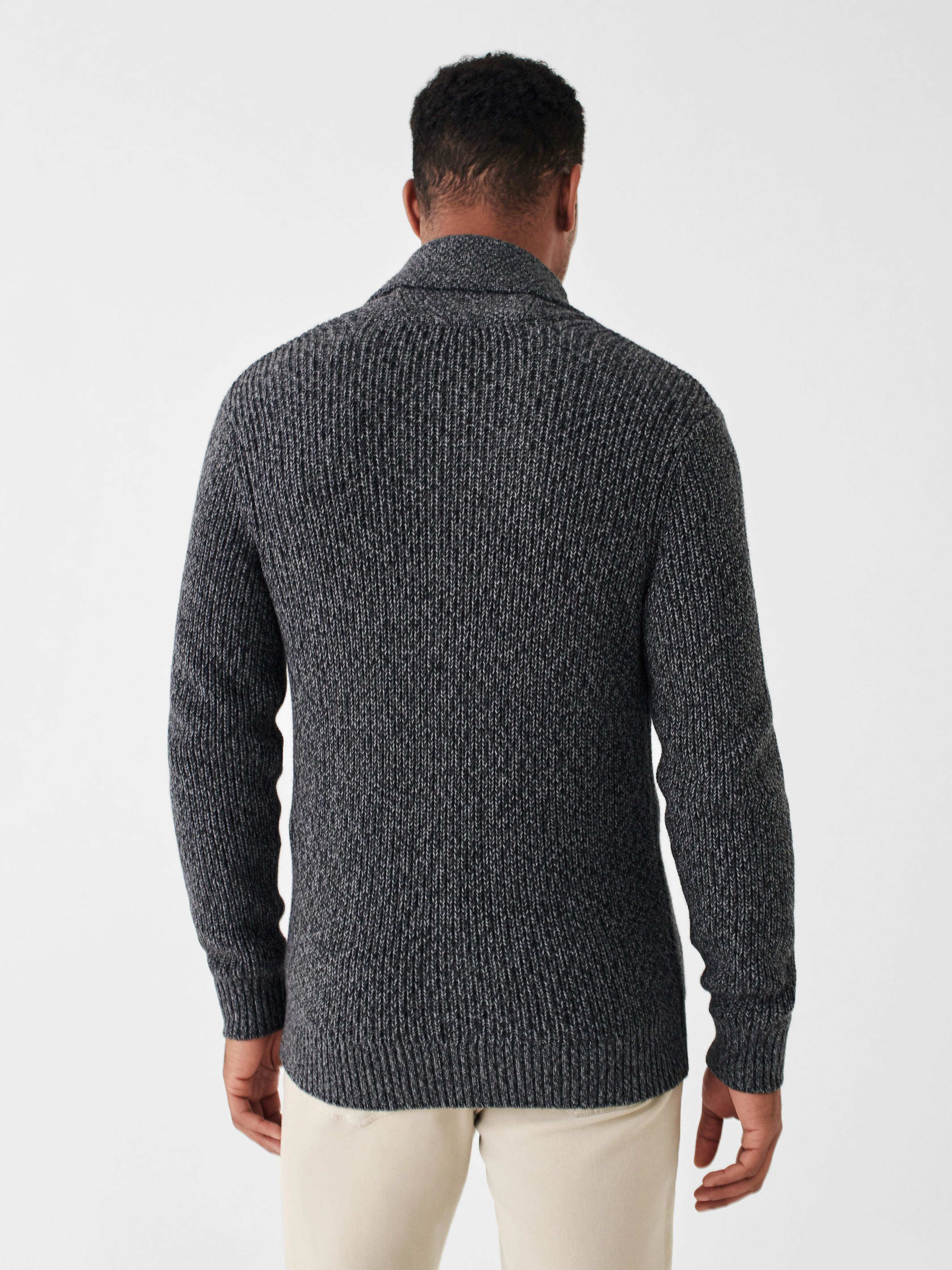 Marled Cotton Cardigan - Deep Charcoal Marl sold by Faherty product image thumbnail 5