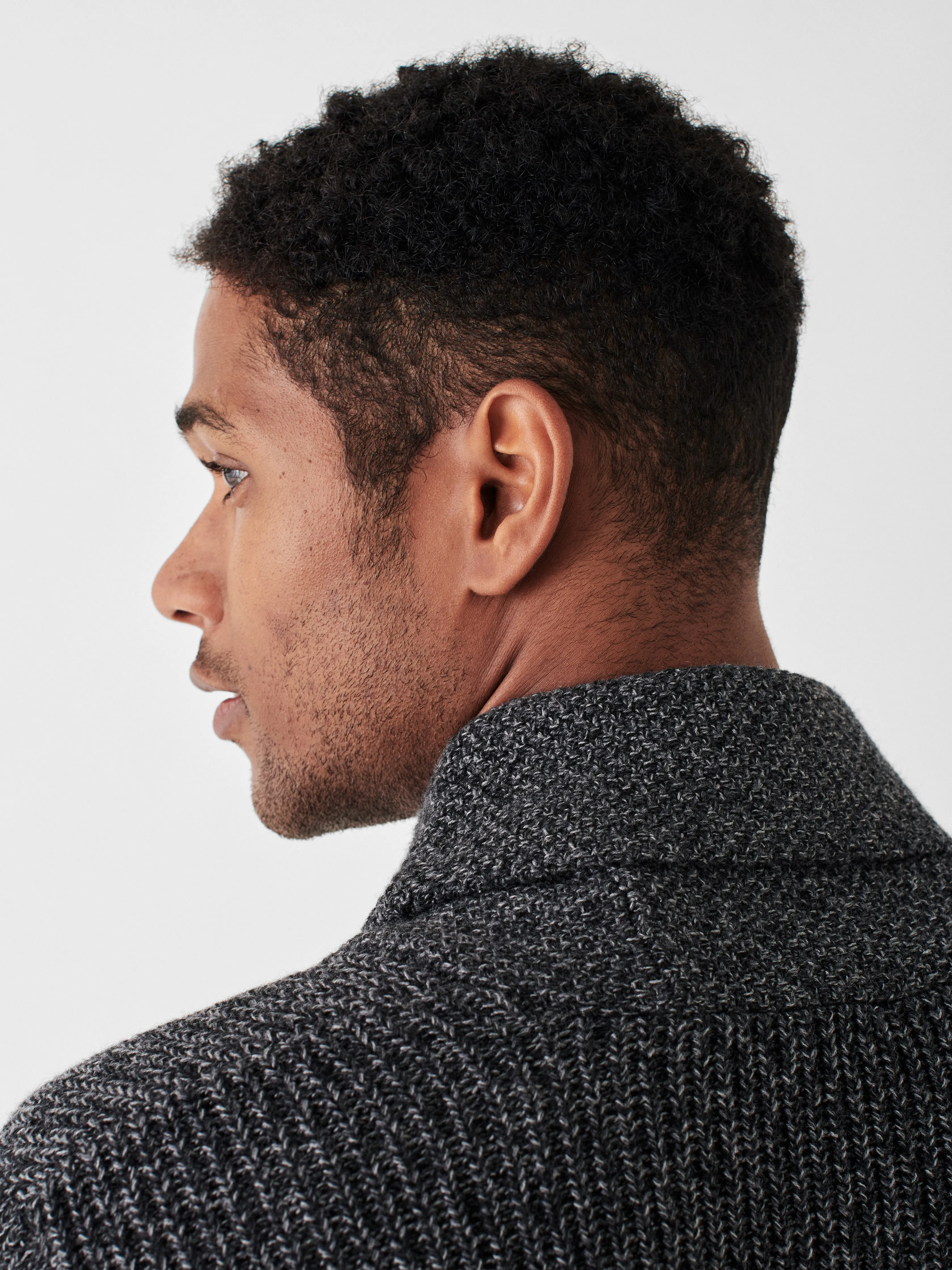 Marled Cotton Cardigan - Deep Charcoal Marl sold by Faherty product image thumbnail 4