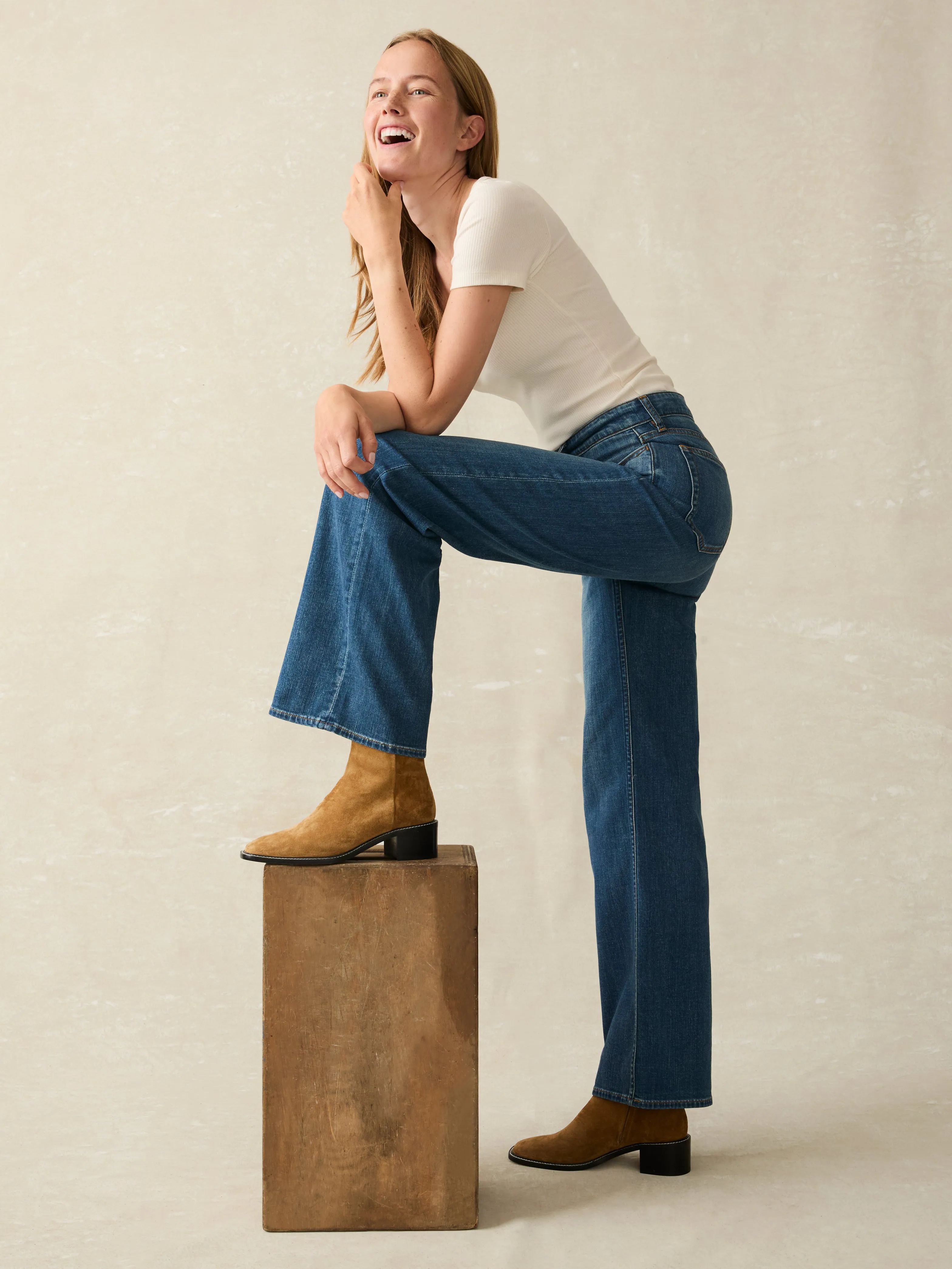 Dream Jean Wide Leg - Indigo Coast Wash sold by Faherty