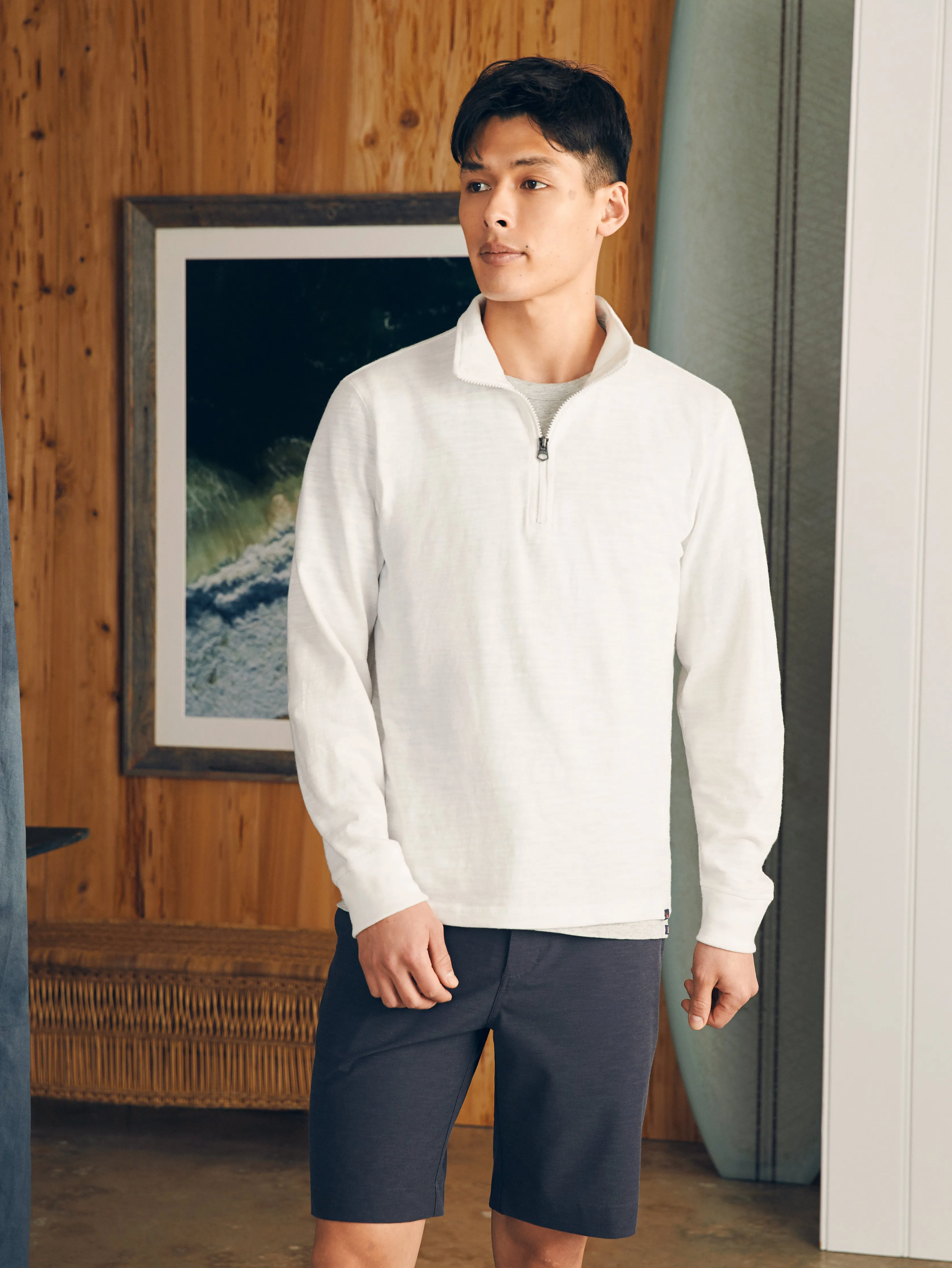 Sunwashed Slub Quarter Zip - White sold by Faherty product image thumbnail 3