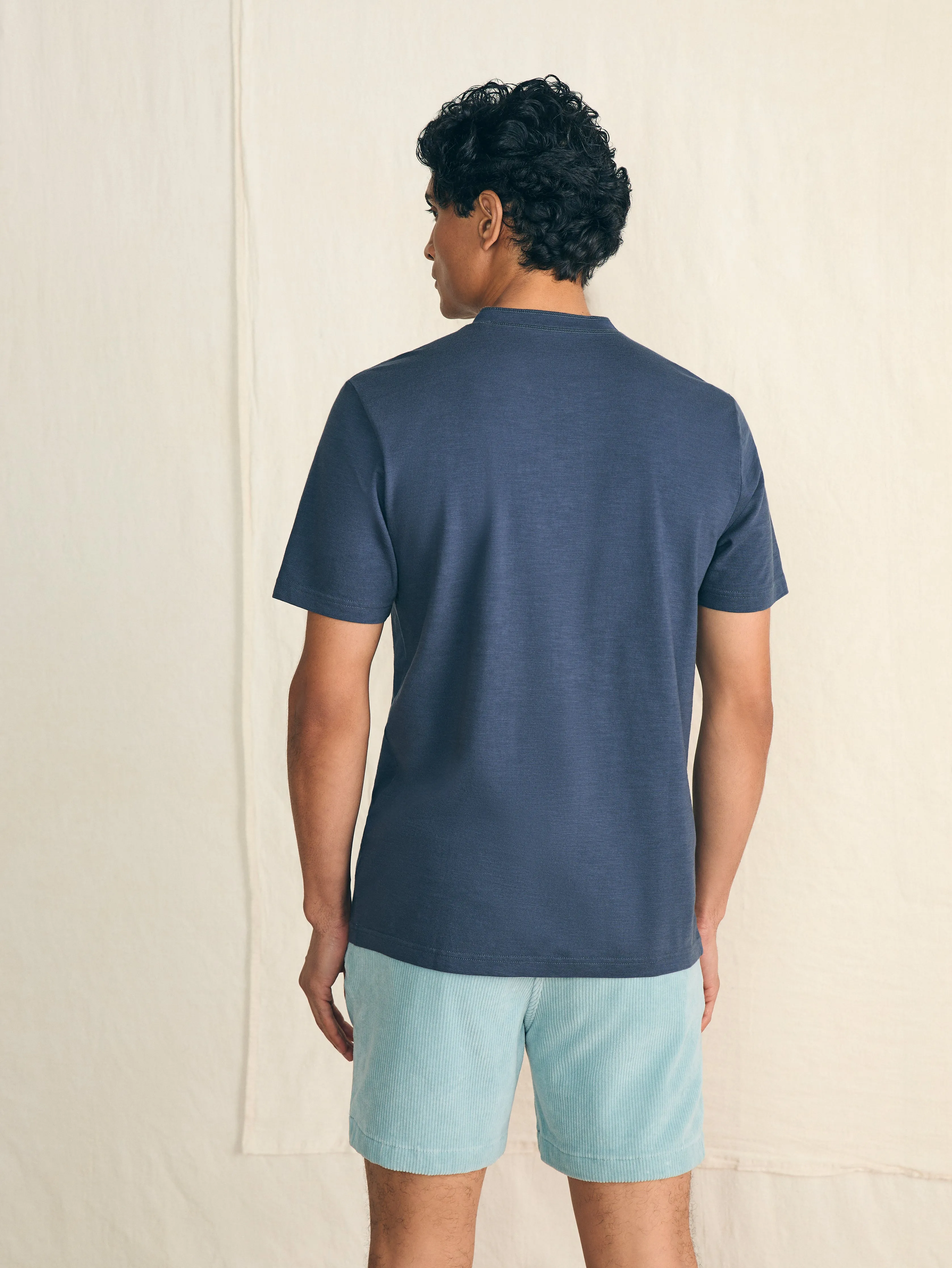 Short-Sleeve Sunwashed Henley - Dune Navy sold by Faherty product image thumbnail 5