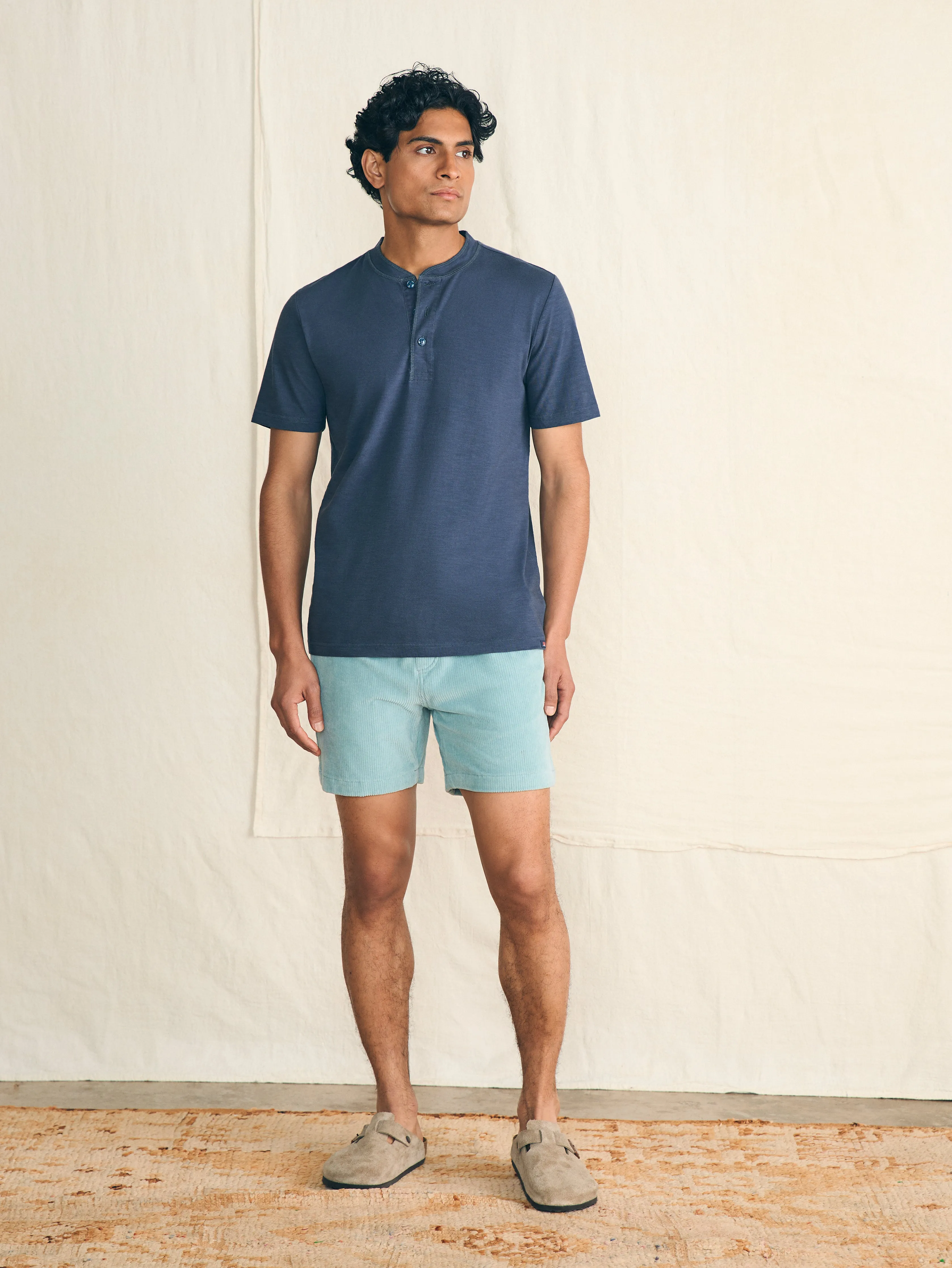 Short-Sleeve Sunwashed Henley - Dune Navy sold by Faherty product image thumbnail 3