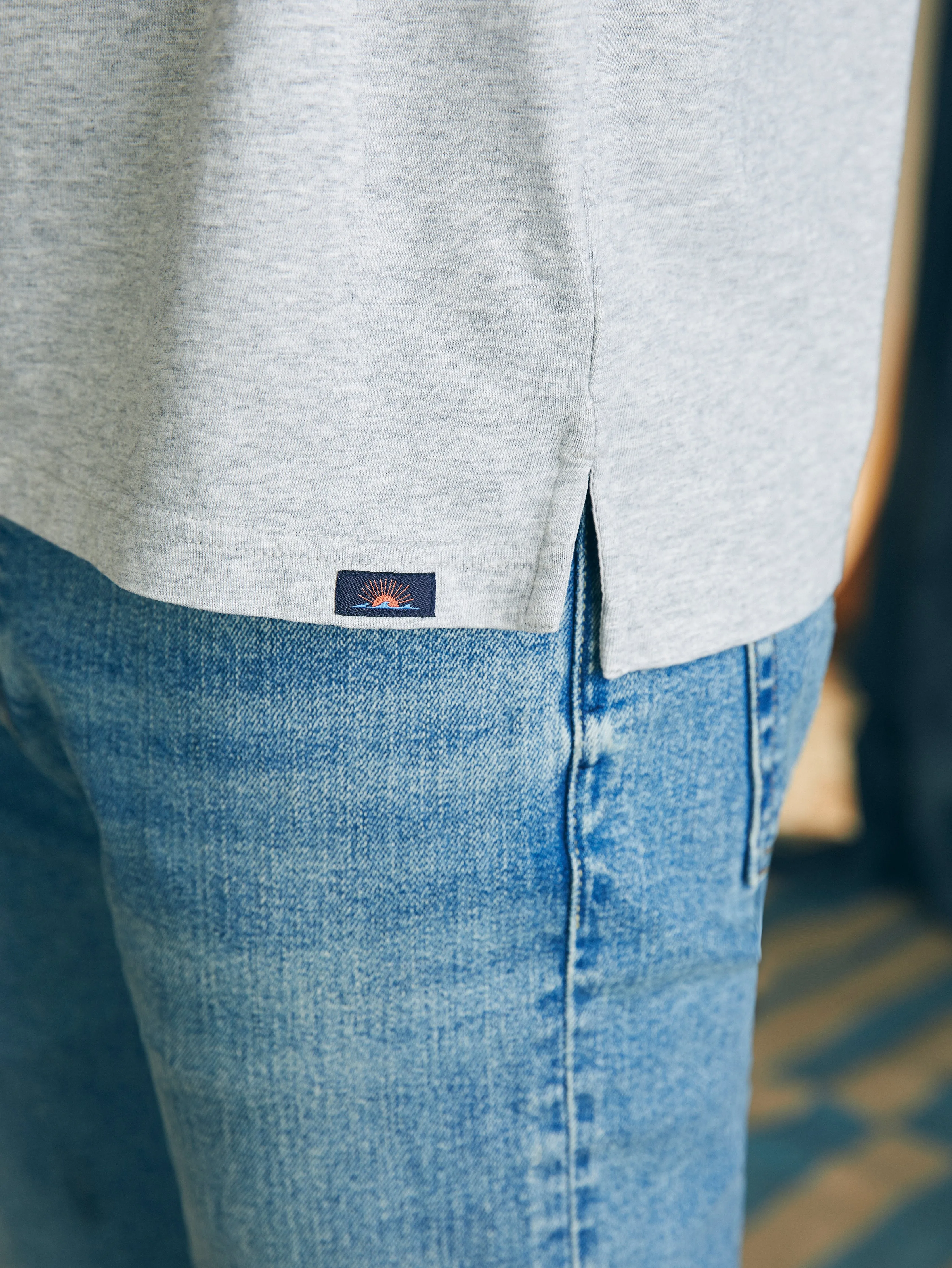 Sunwashed T-Shirt Polo - Heather Grey sold by Faherty product image thumbnail 4