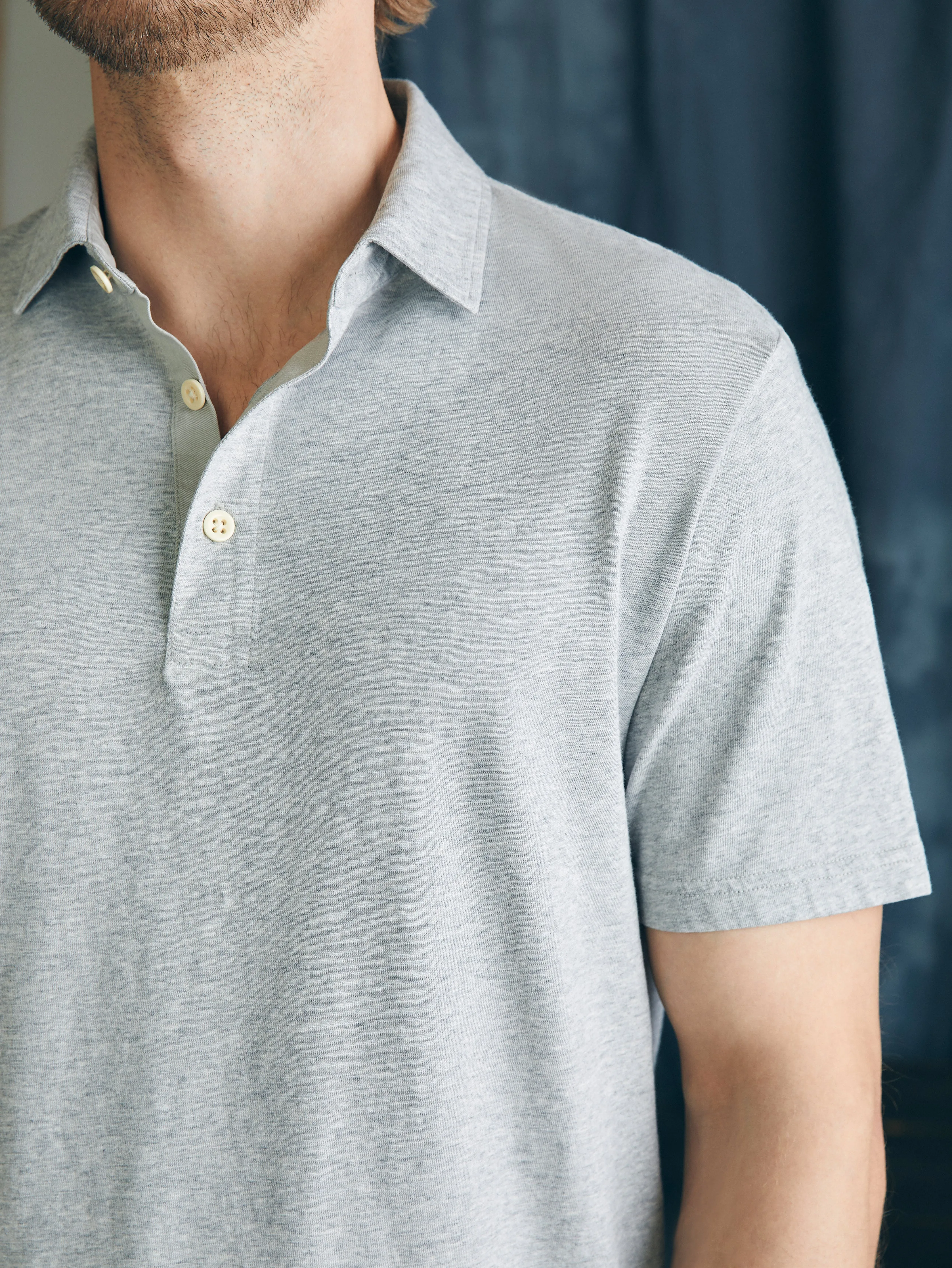 Sunwashed T-Shirt Polo - Heather Grey sold by Faherty product image thumbnail 2