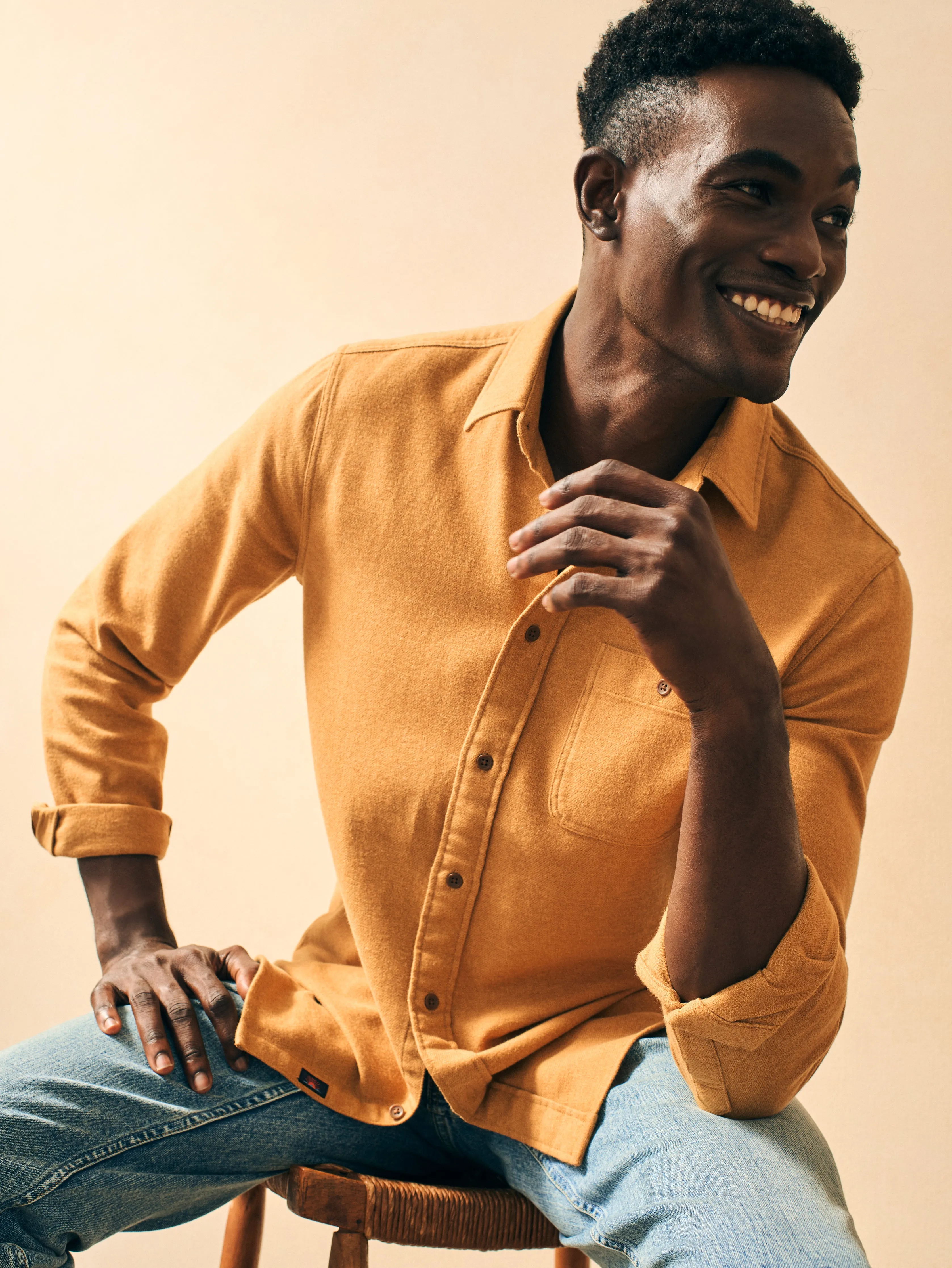 Super Brushed Flannel - Sierra Gold sold by Faherty product image thumbnail 3