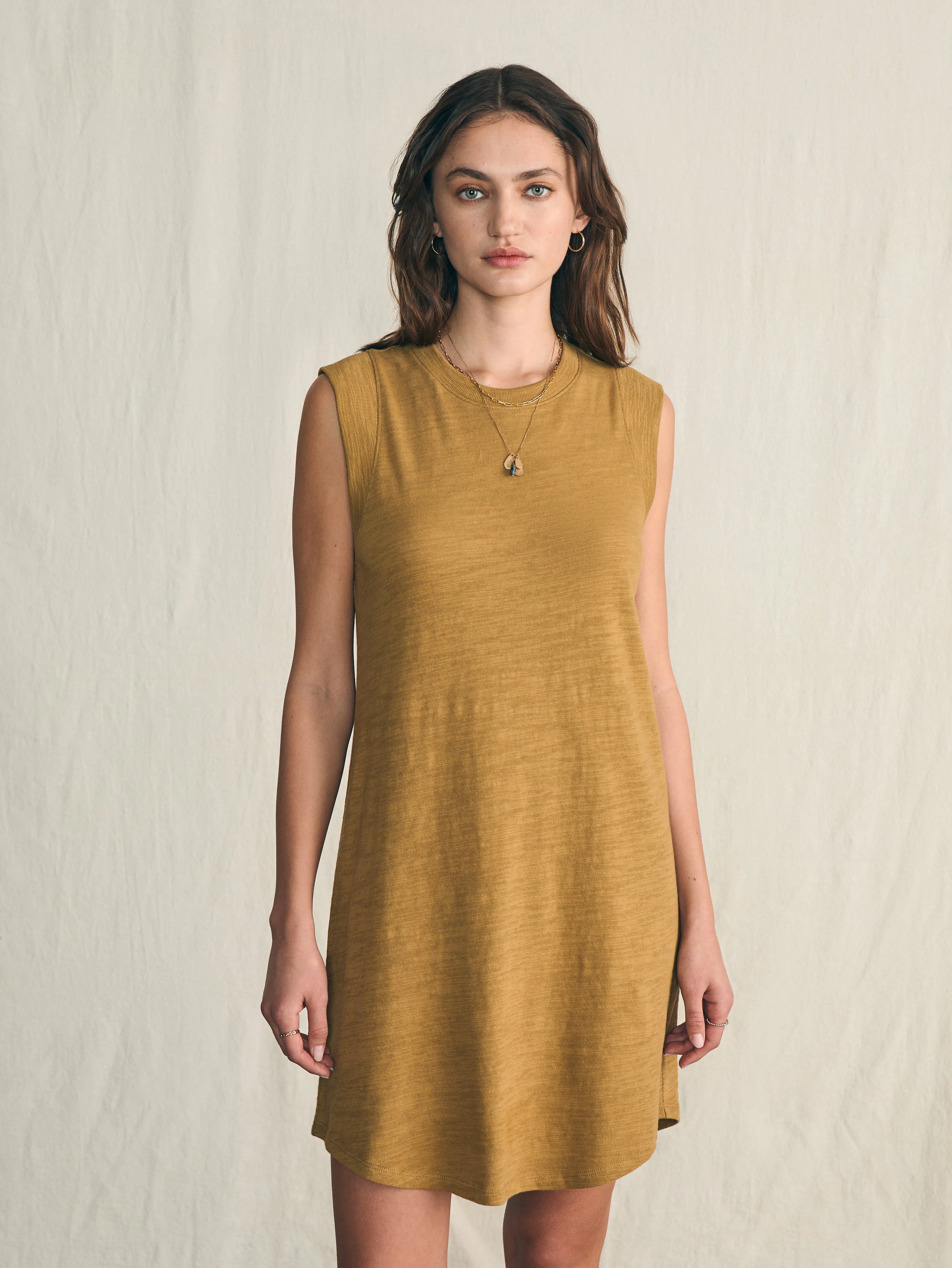 Sunwashed Slub Muscle Dress - Antique Bronze sold by Faherty