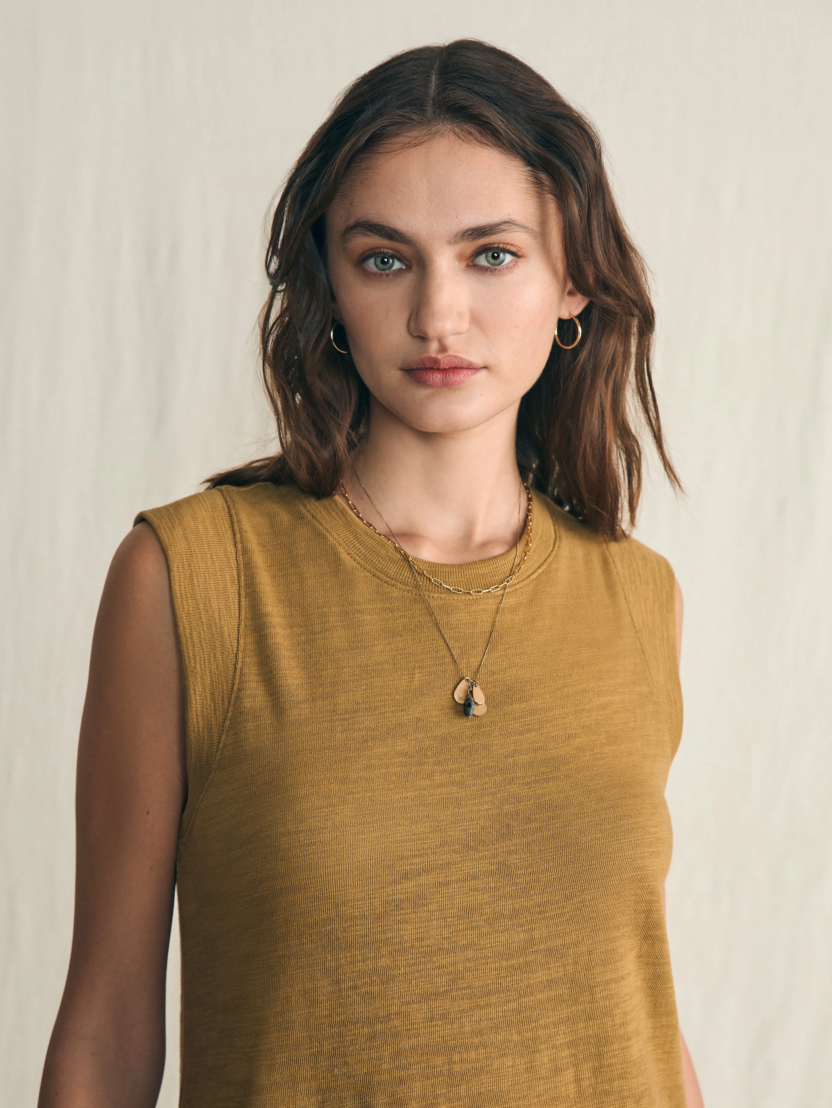 Sunwashed Slub Muscle Dress - Antique Bronze sold by Faherty product image thumbnail 2