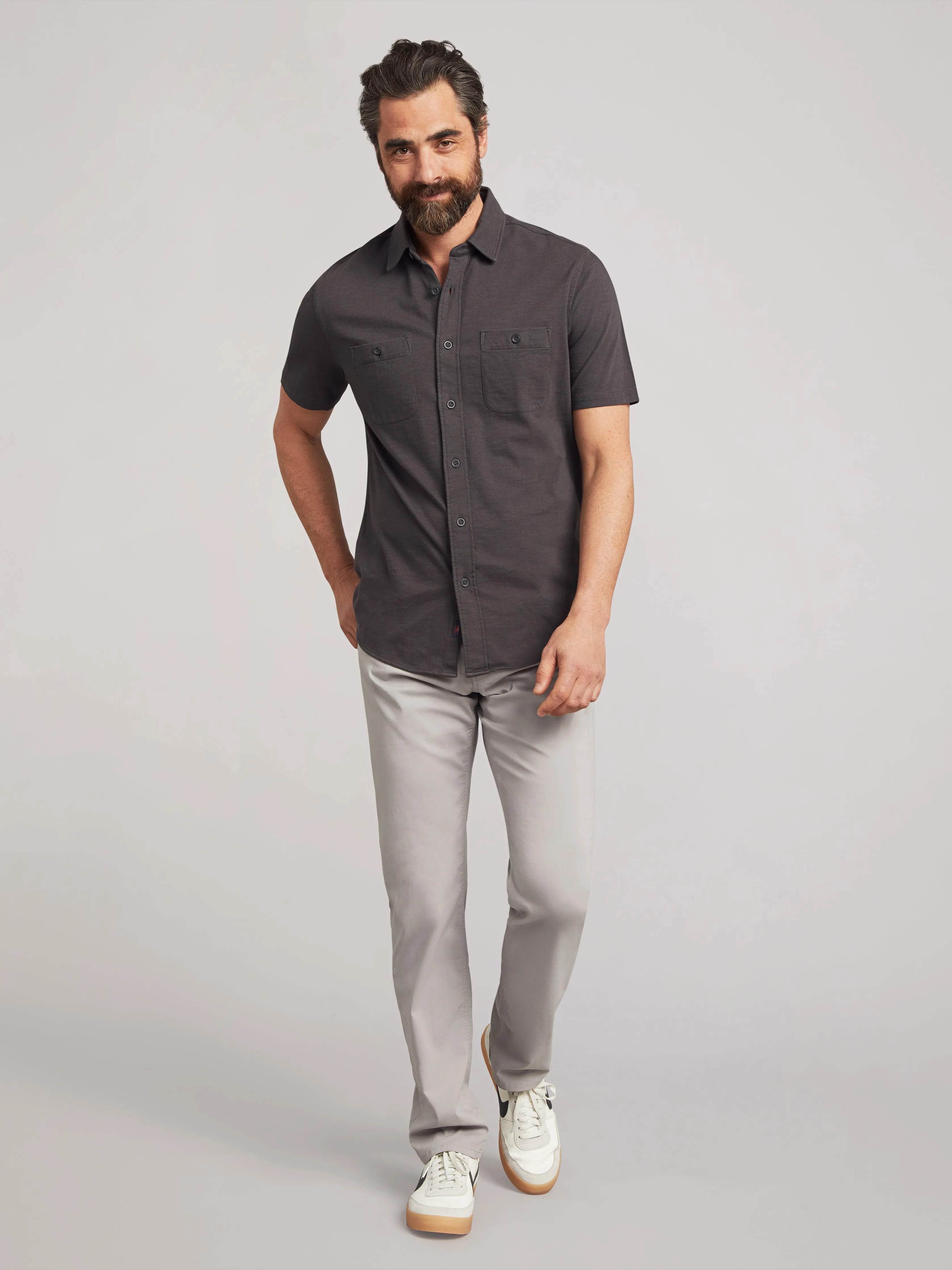 Short-Sleeve Sunwashed Knit Shirt (Tall) - Washed Black sold by Faherty product image thumbnail 3
