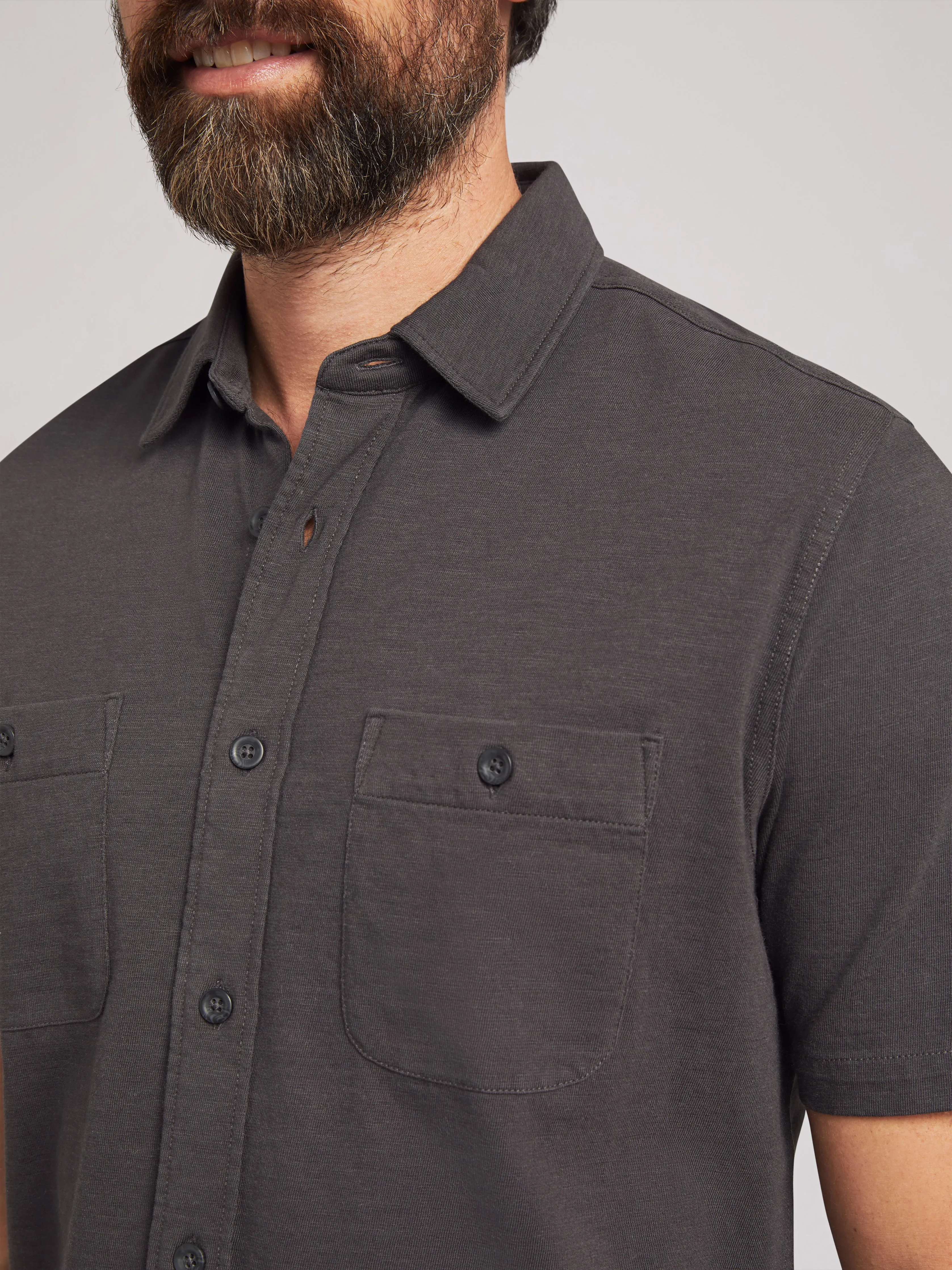 Short-Sleeve Sunwashed Knit Shirt (Tall) - Washed Black sold by Faherty product image thumbnail 2