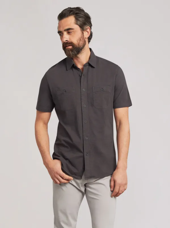 Short-Sleeve Sunwashed Knit Shirt (Tall) - Washed Black sold by Faherty