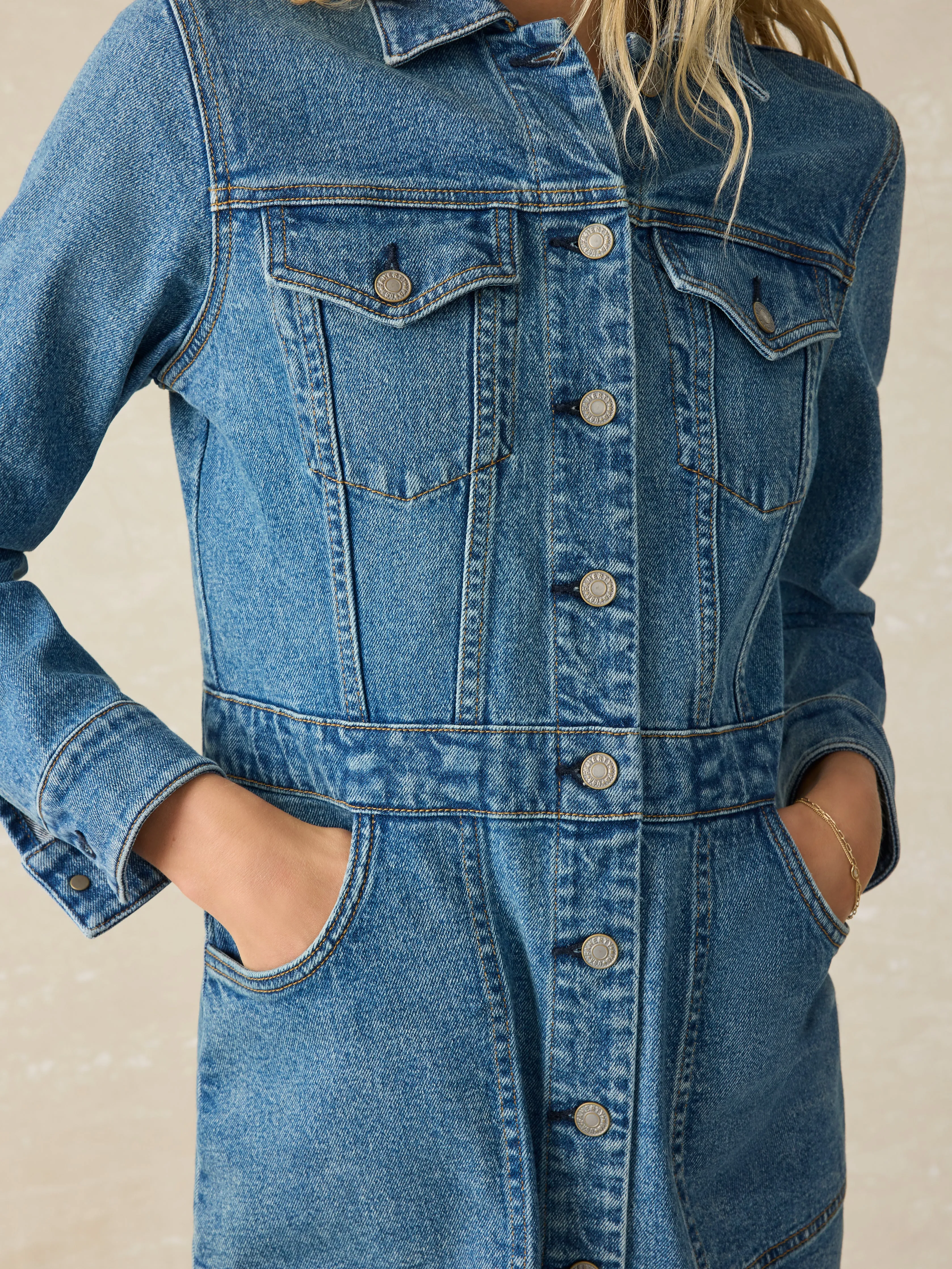 Michelle Denim Dress - Sea Bright Wash sold by Faherty product image thumbnail 2