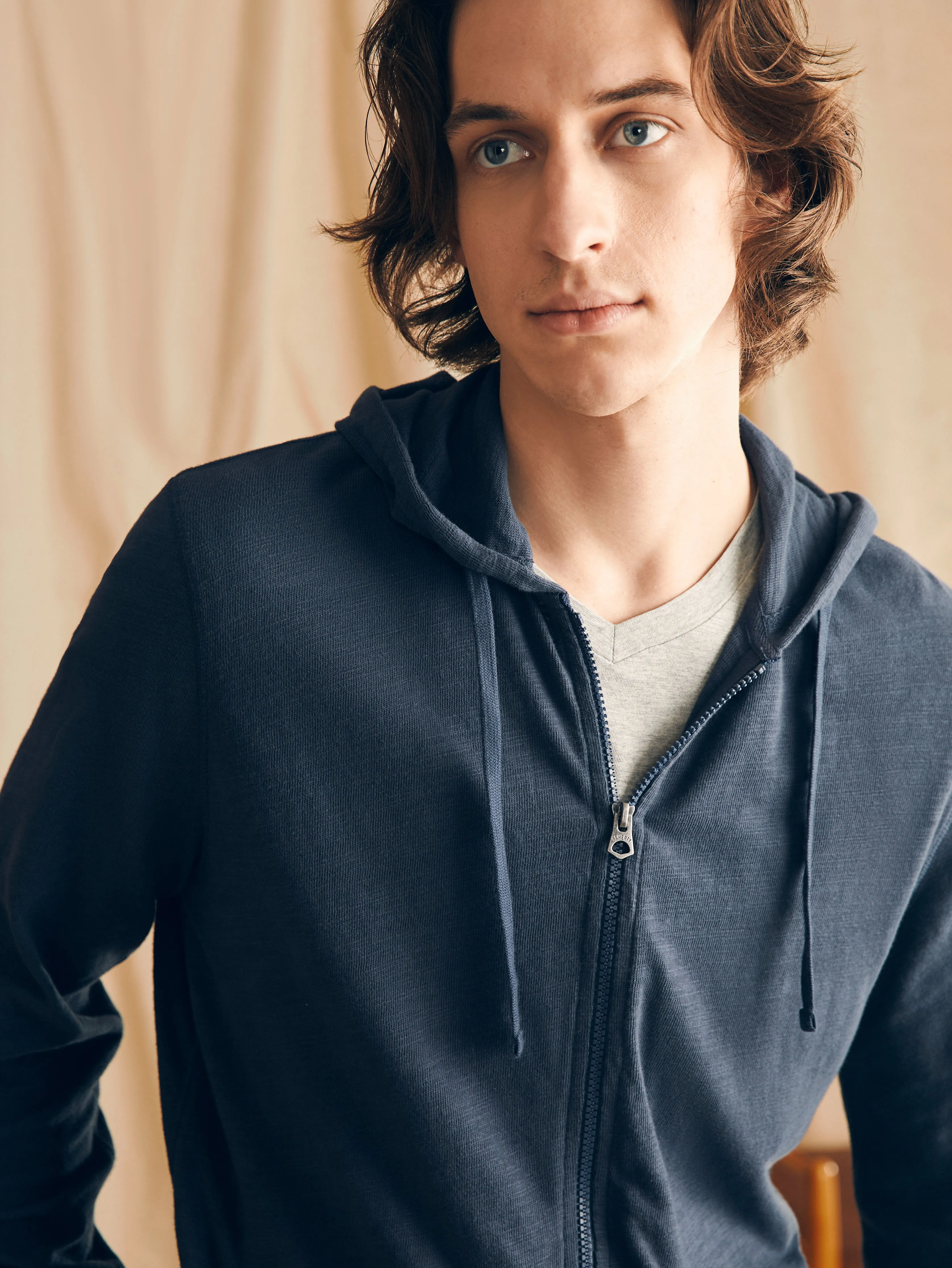 Sunwashed Slub Zip Hoodie - Blue Nights sold by Faherty product image thumbnail 2