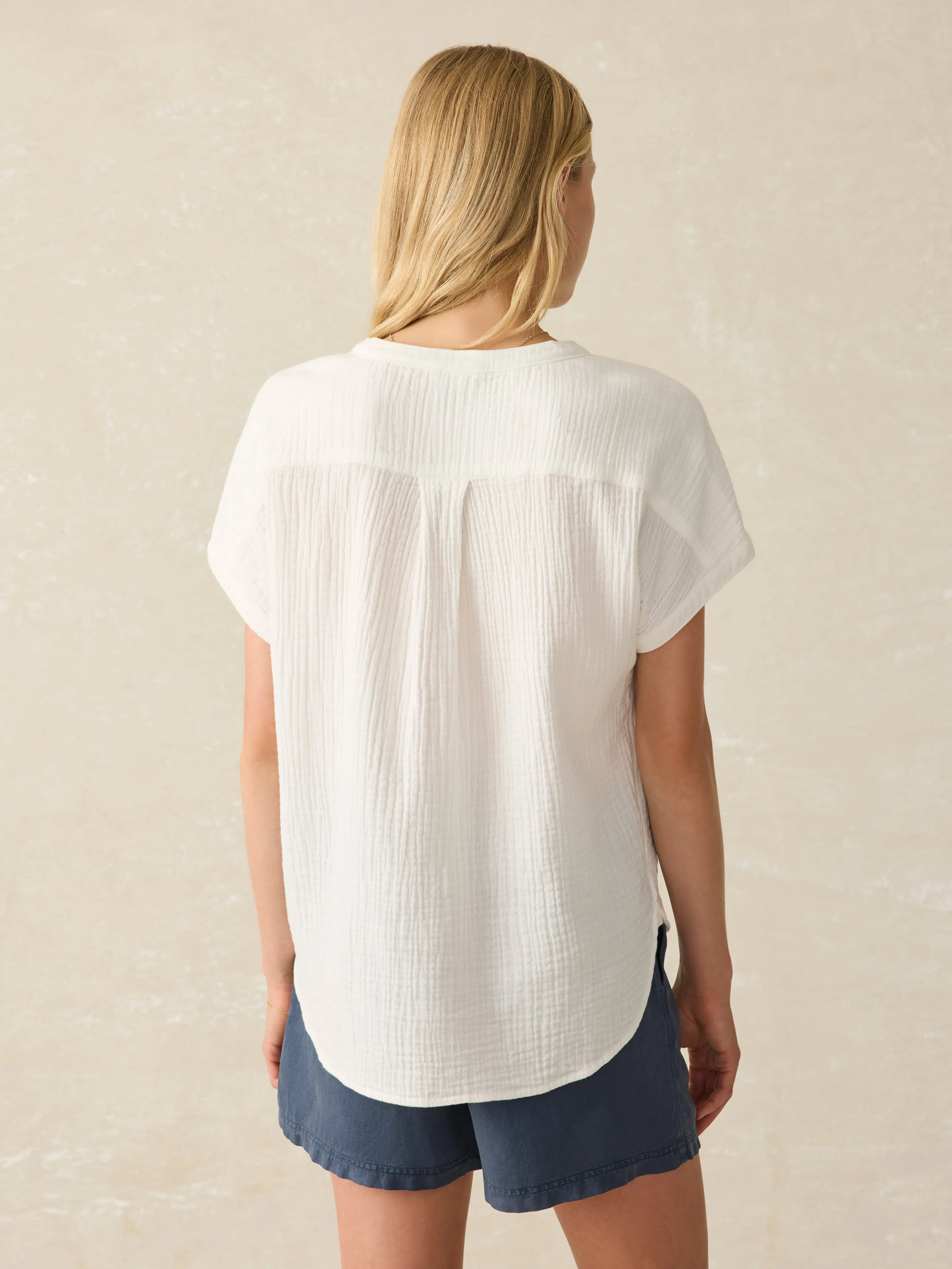 Dream Cotton Gauze Desmond Top - White sold by Faherty product image thumbnail 5