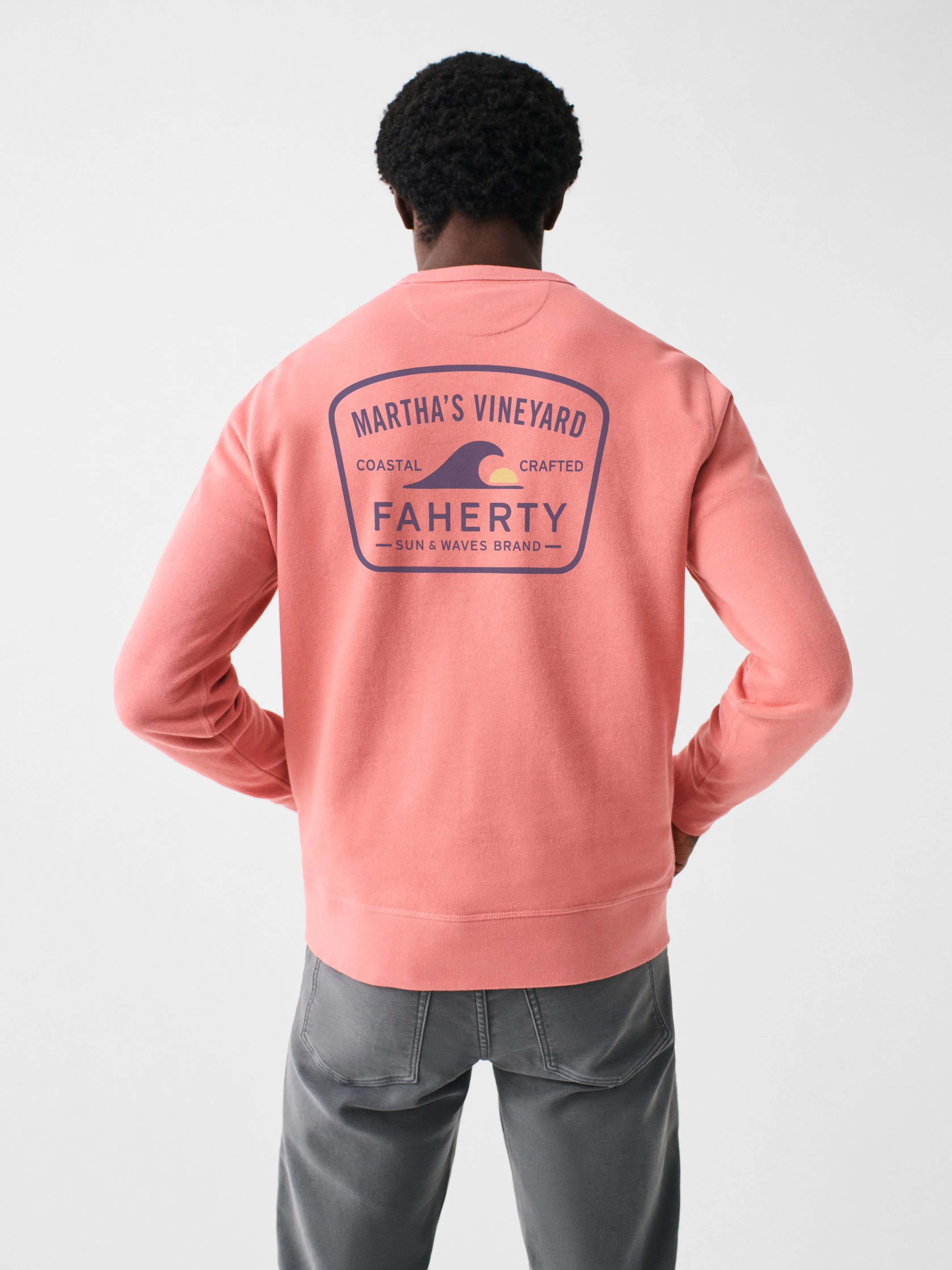 Martha's Vineyard Long-Sleeve Terry Crewneck - Faded Flag sold by Faherty product image thumbnail 2
