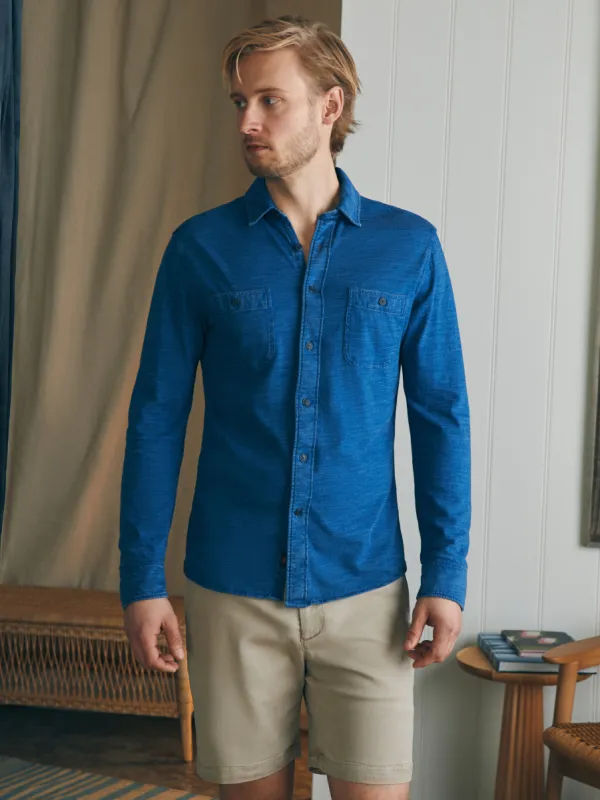 Sunwashed Knit Shirt - Medium Indigo Wash sold by Faherty