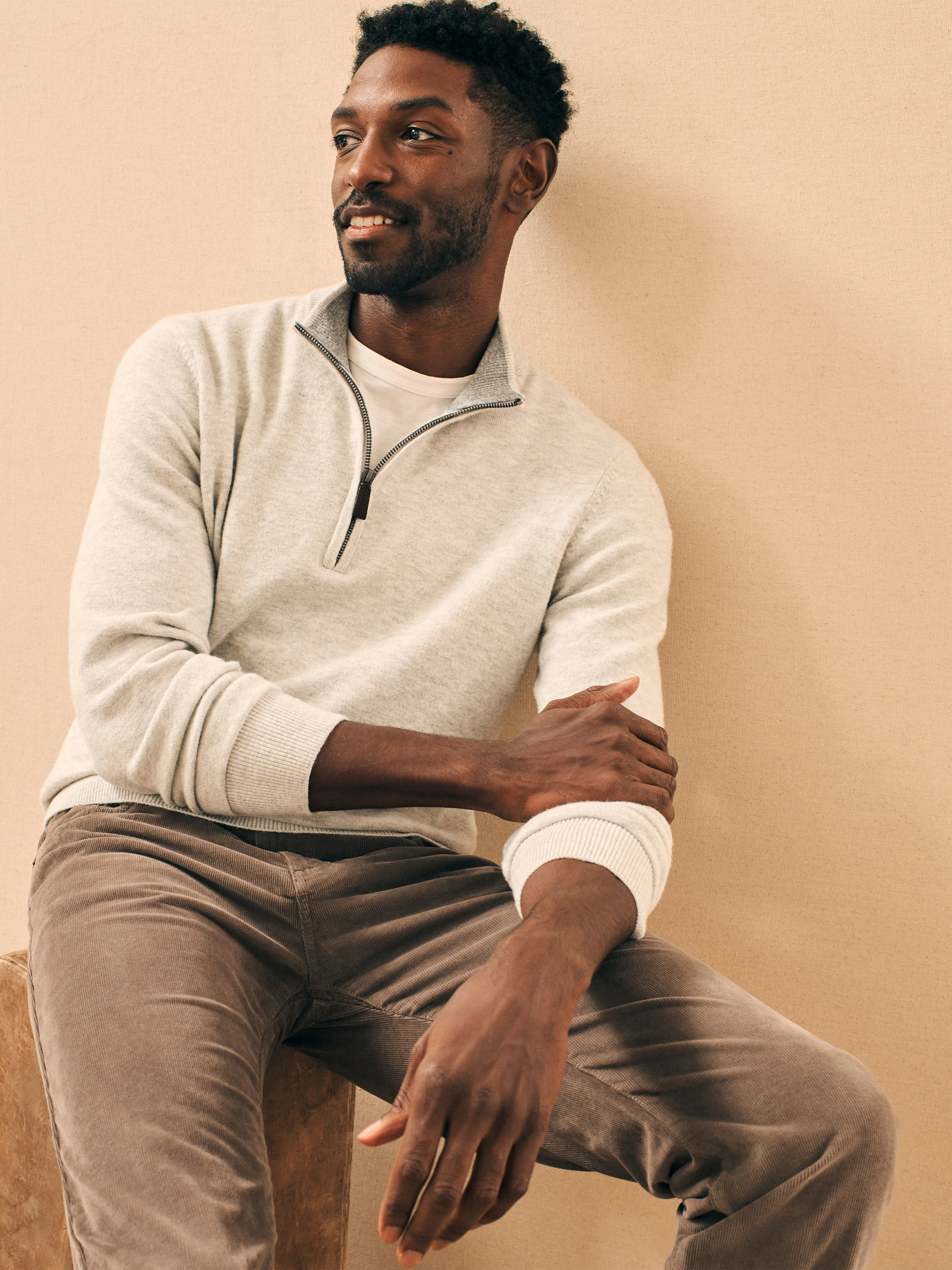 Mountain Quarter Zip Sweater - Ivory Ice Heather sold by Faherty product image thumbnail 2