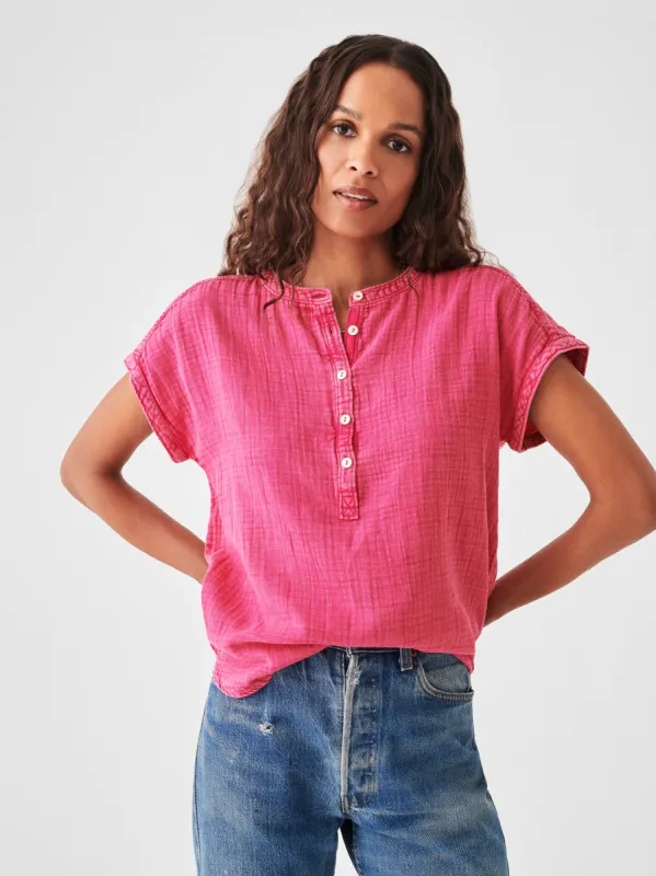 Dream Cotton Gauze Desmond Top - Granita sold by Faherty