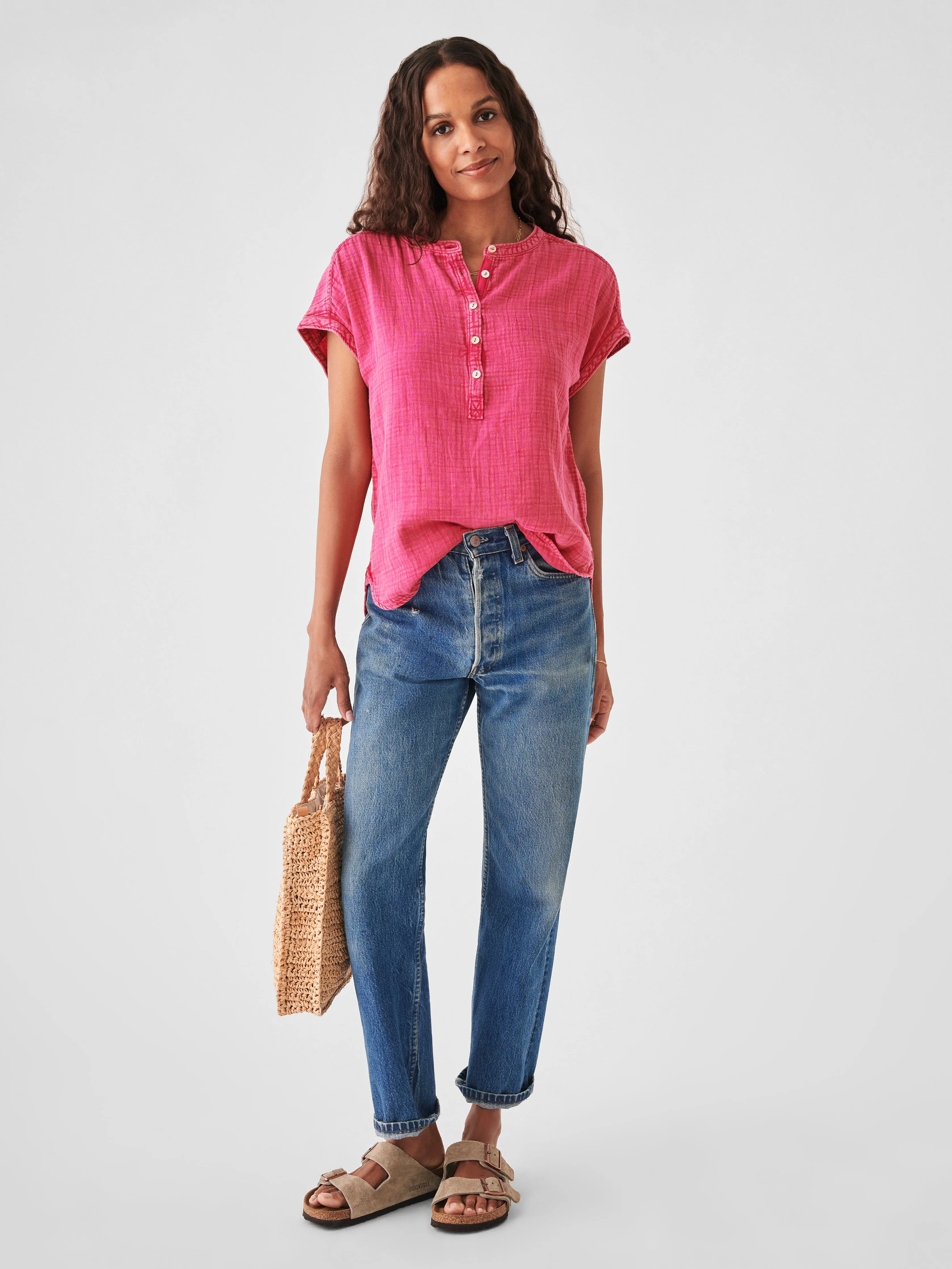 Dream Cotton Gauze Desmond Top - Granita sold by Faherty product image thumbnail 4