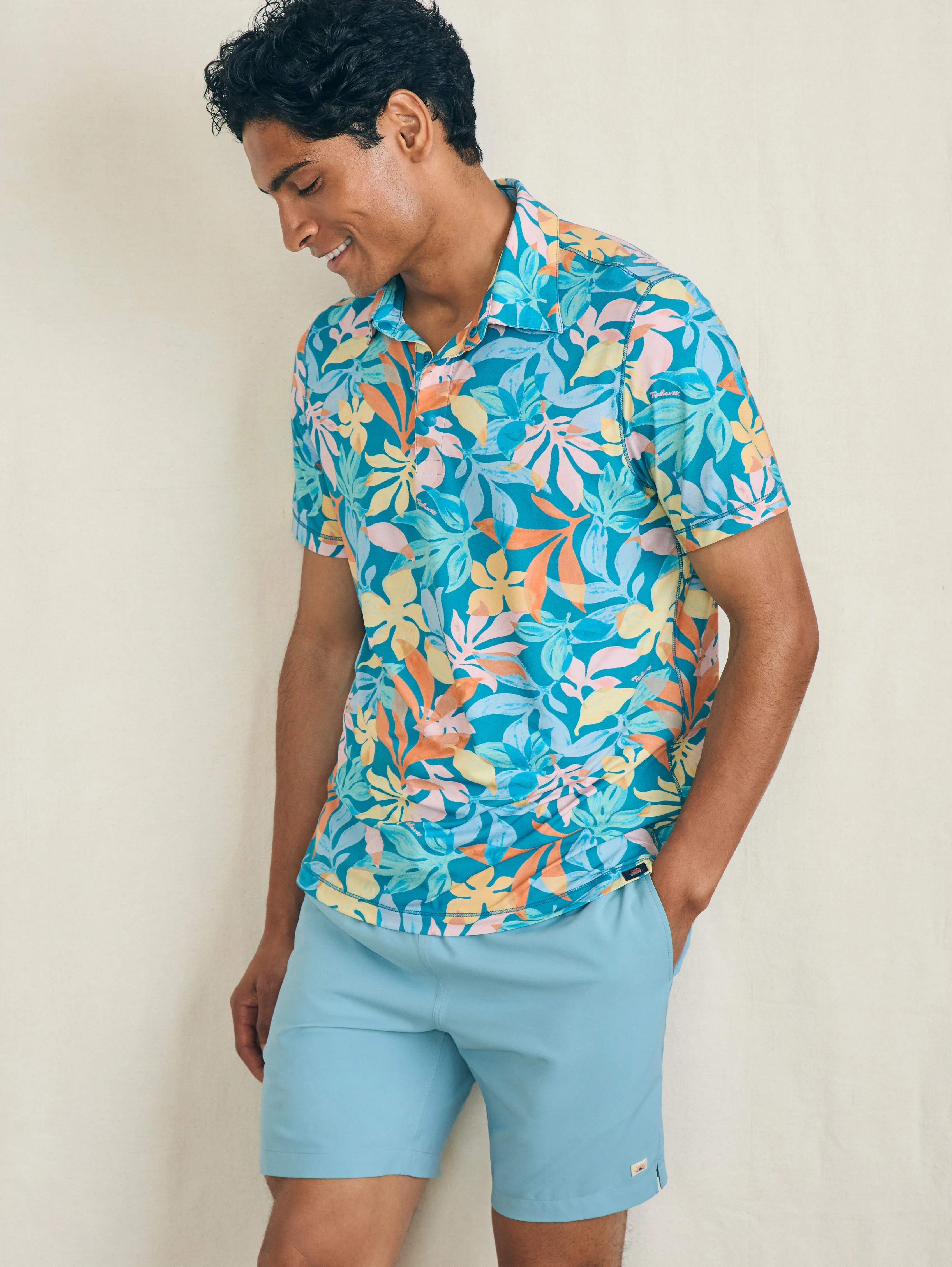 Shorelite Short-Sleeve Tech Polo - Summer Blooms sold by Faherty product image thumbnail 3