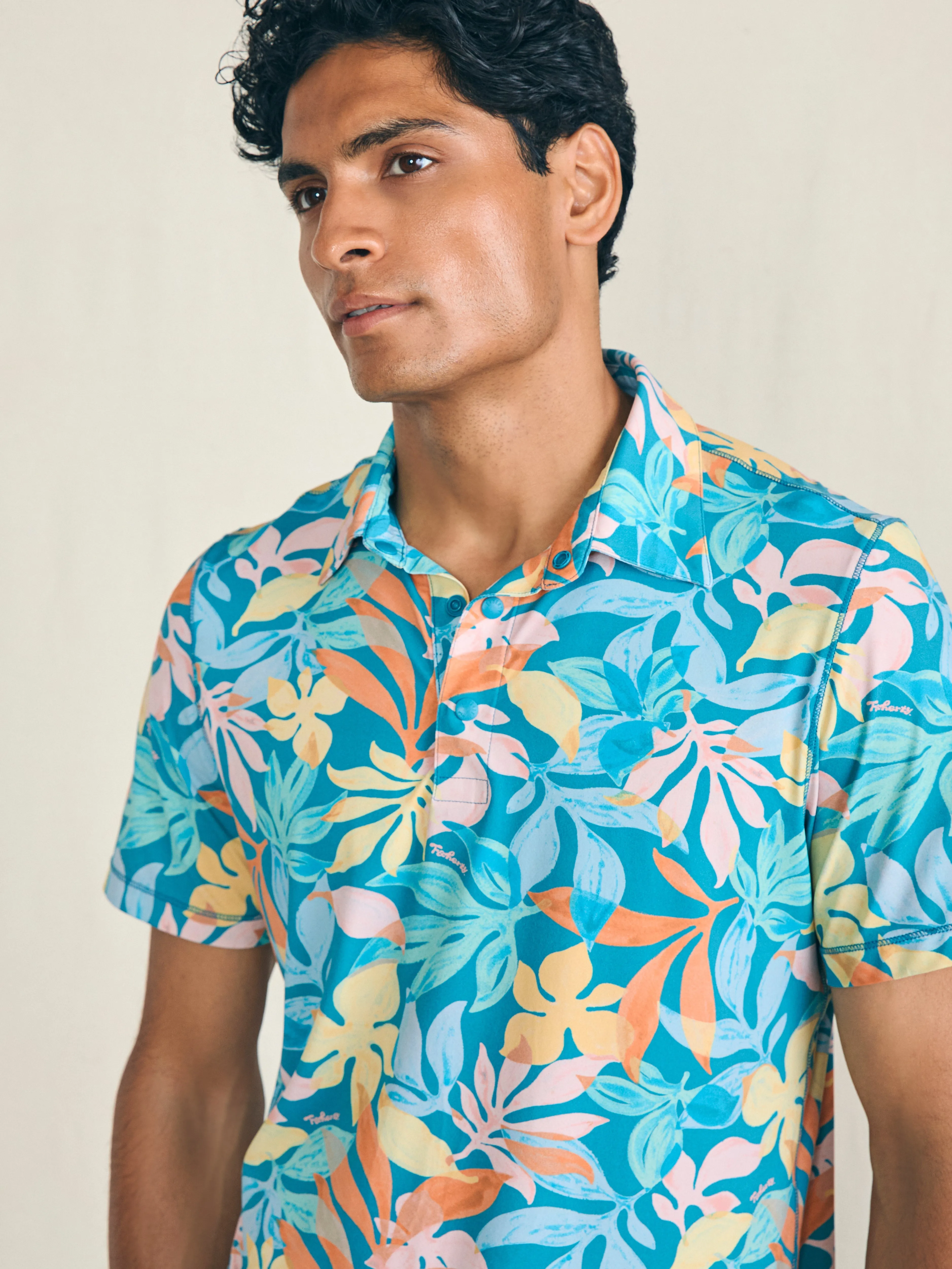Shorelite Short-Sleeve Tech Polo - Summer Blooms sold by Faherty product image thumbnail 2