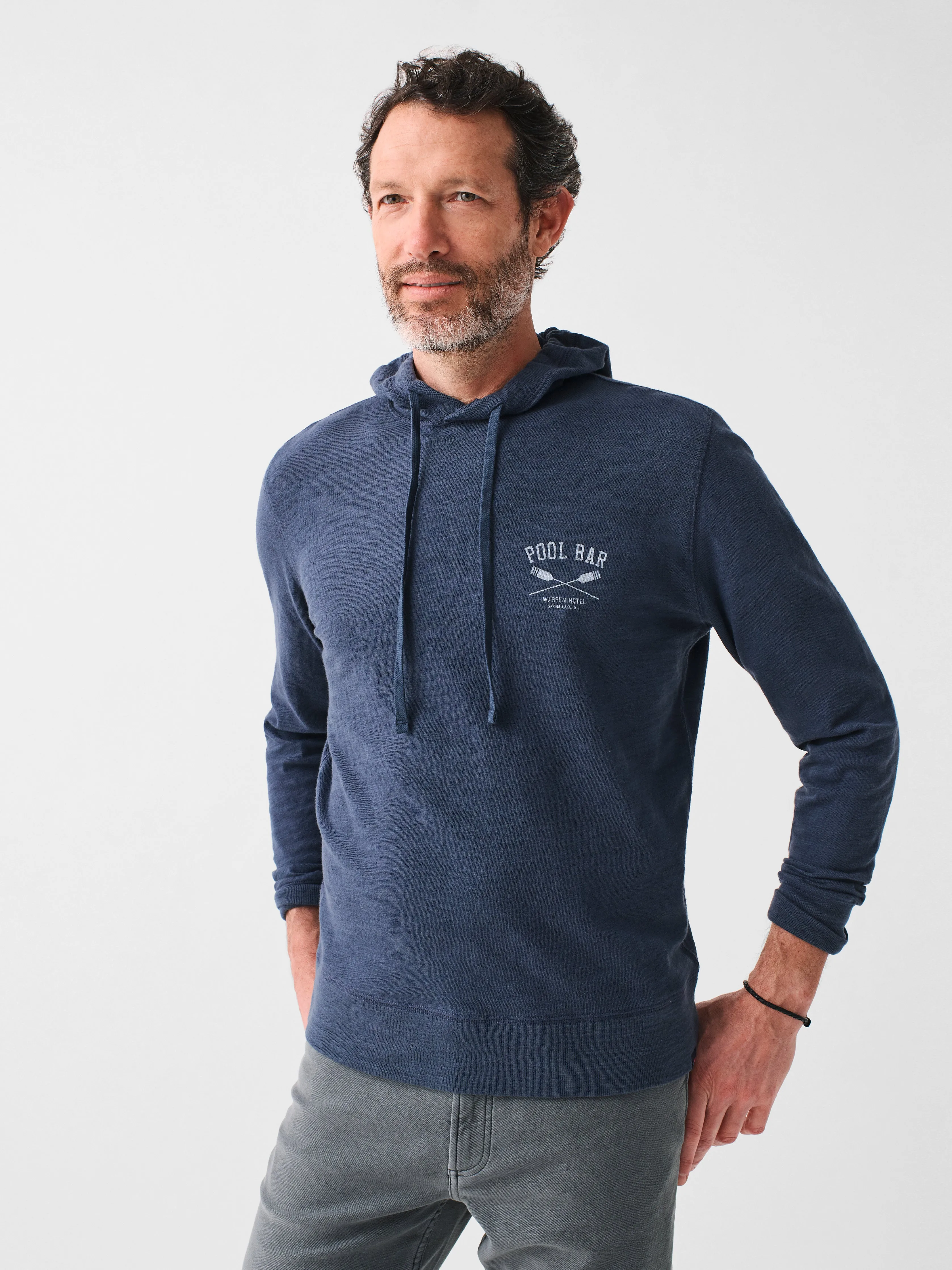 Spring Lake Heritage Slub Cotton Pool Bar Hoodie - Blue Nights sold by Faherty product image thumbnail 5