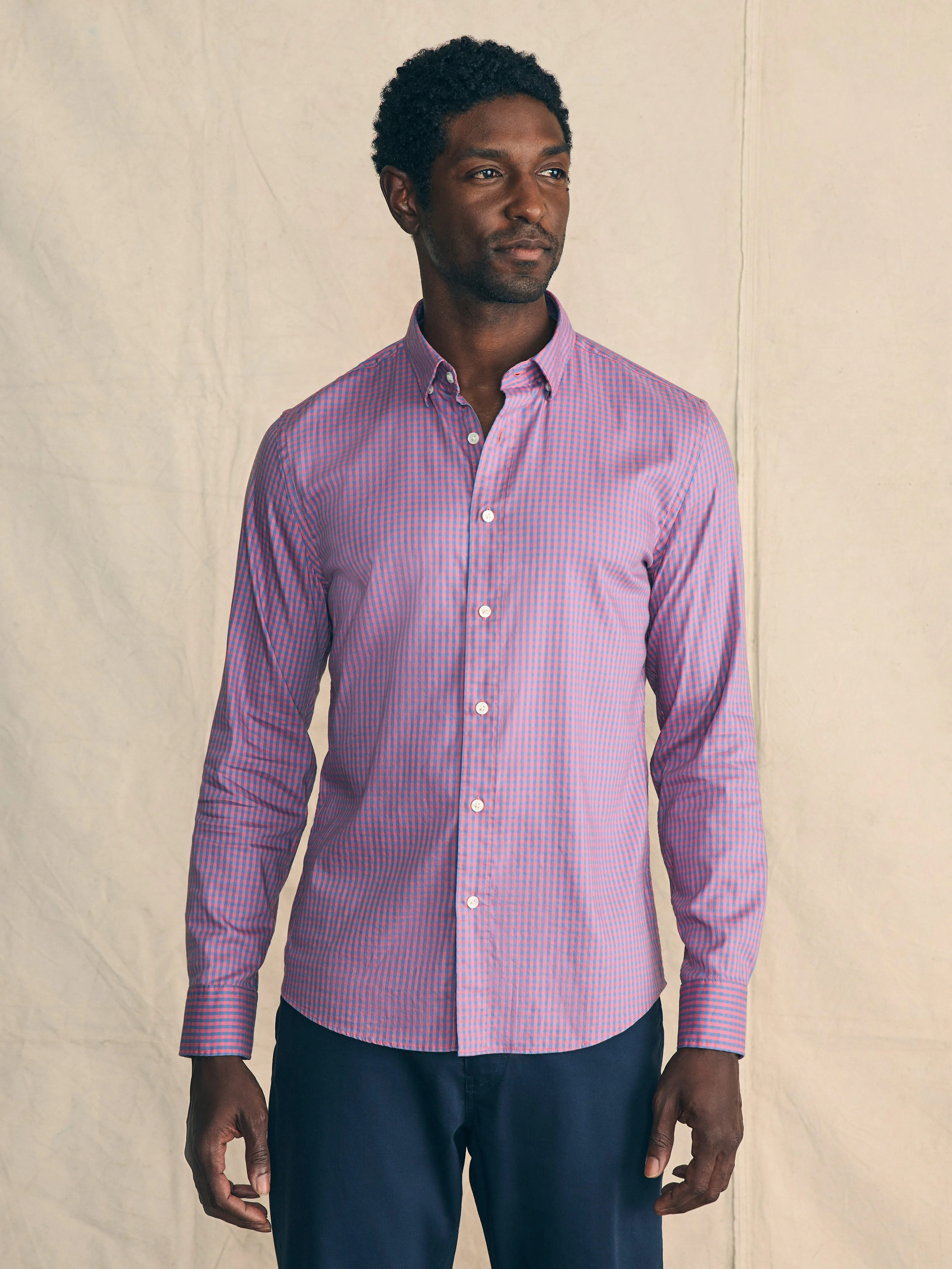 Movement™ Shirt (Tall) - Blue Rose Gingham sold by Faherty product image thumbnail 2