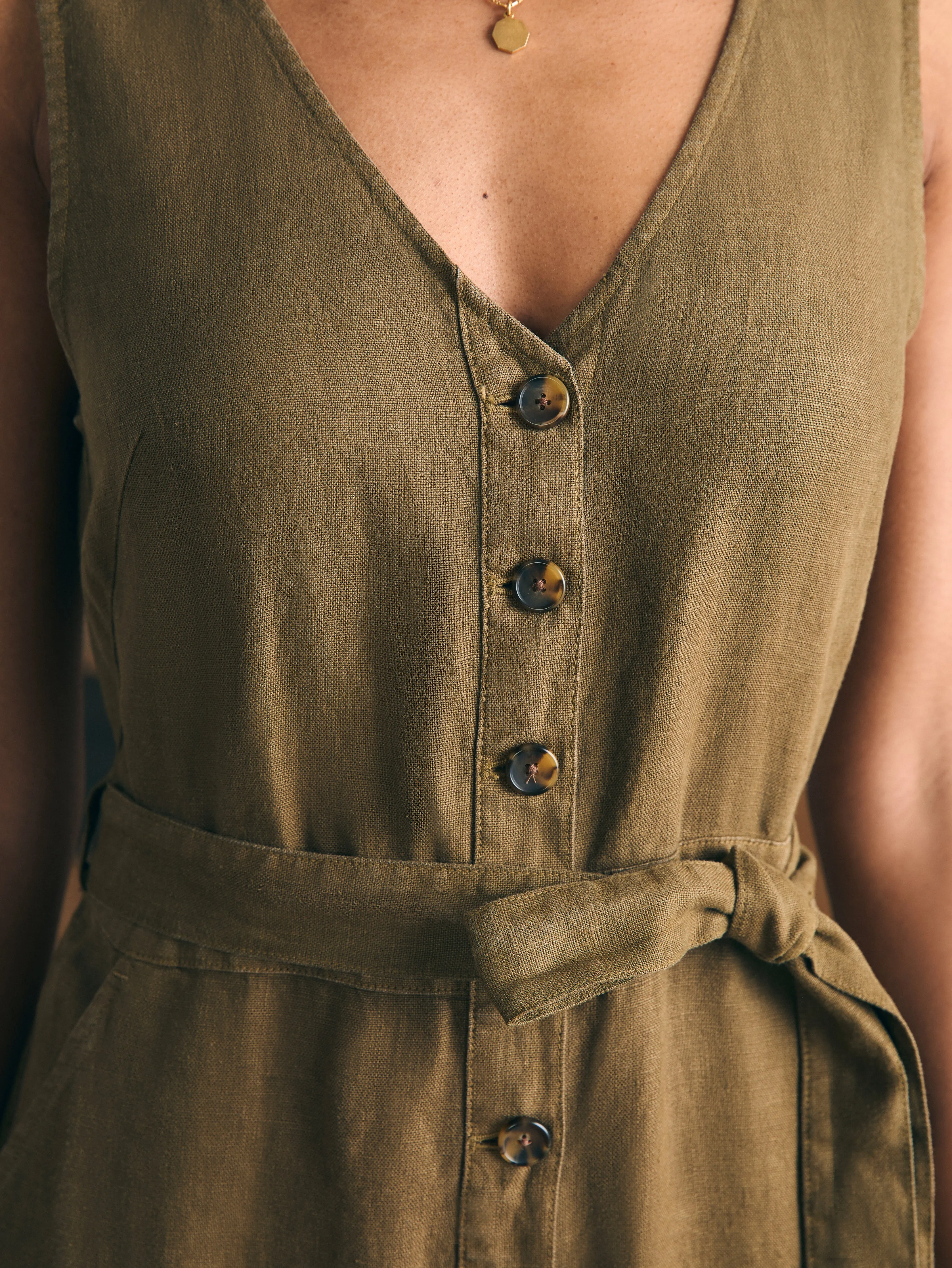 Linen Alina Jumpsuit - Military Olive sold by Faherty product image thumbnail 2
