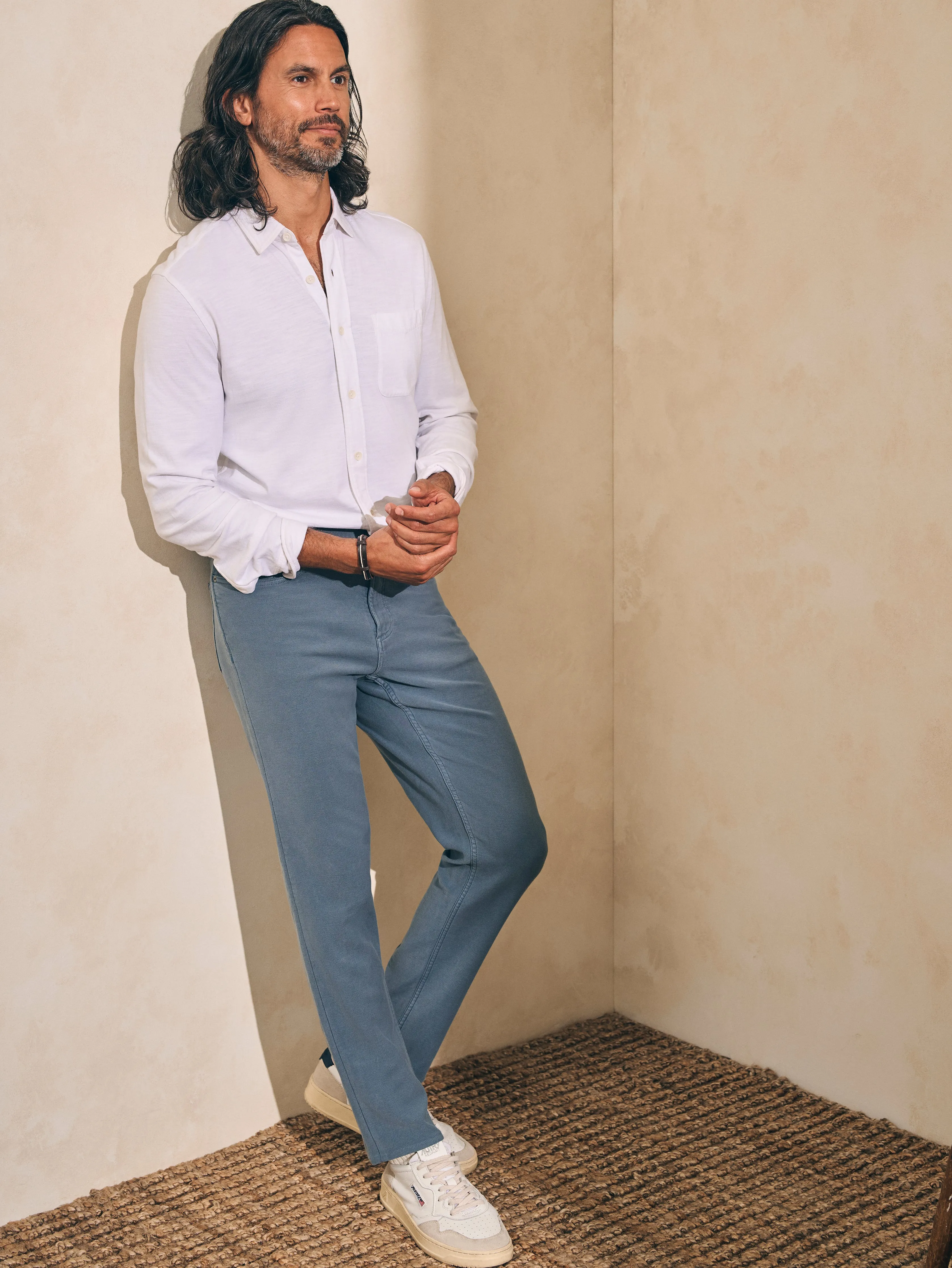 Sunwashed Knit Shirt (Single Pocket) (Tall) - White sold by Faherty product image thumbnail 3