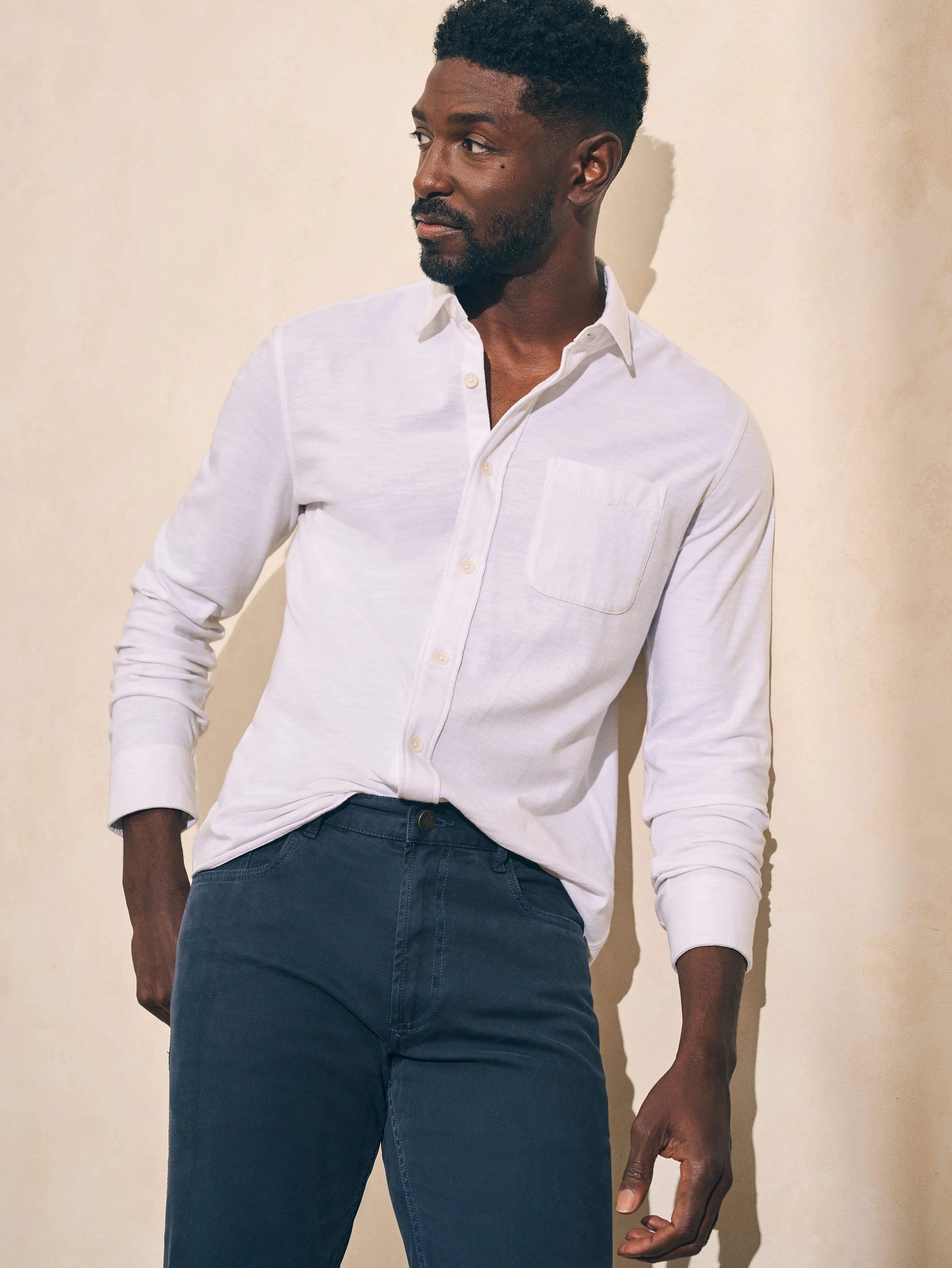 Sunwashed Knit Shirt (Single Pocket) (Tall) - White sold by Faherty product image thumbnail 5