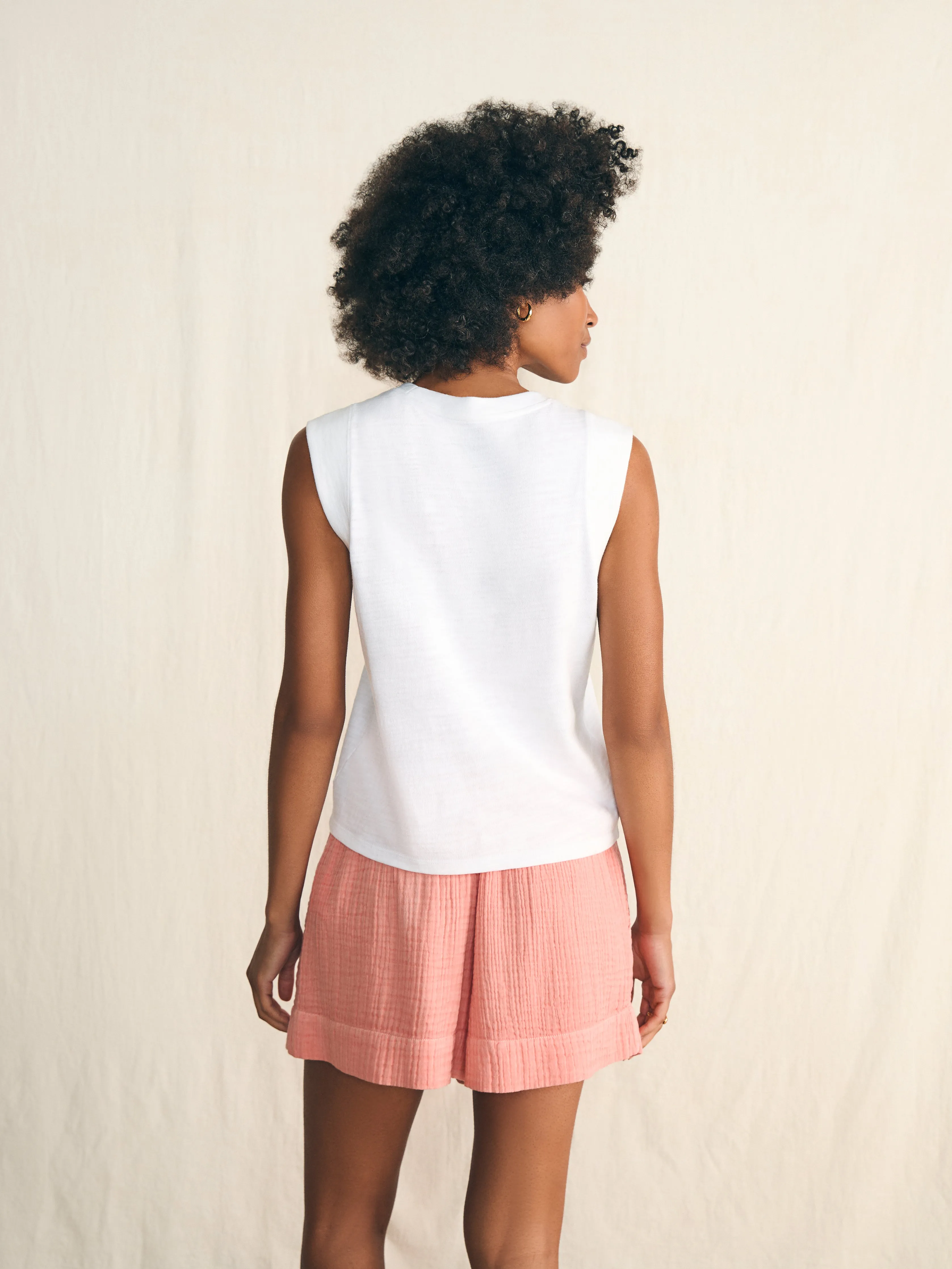 Sunwashed Slub Muscle Tank - White sold by Faherty product image thumbnail 4