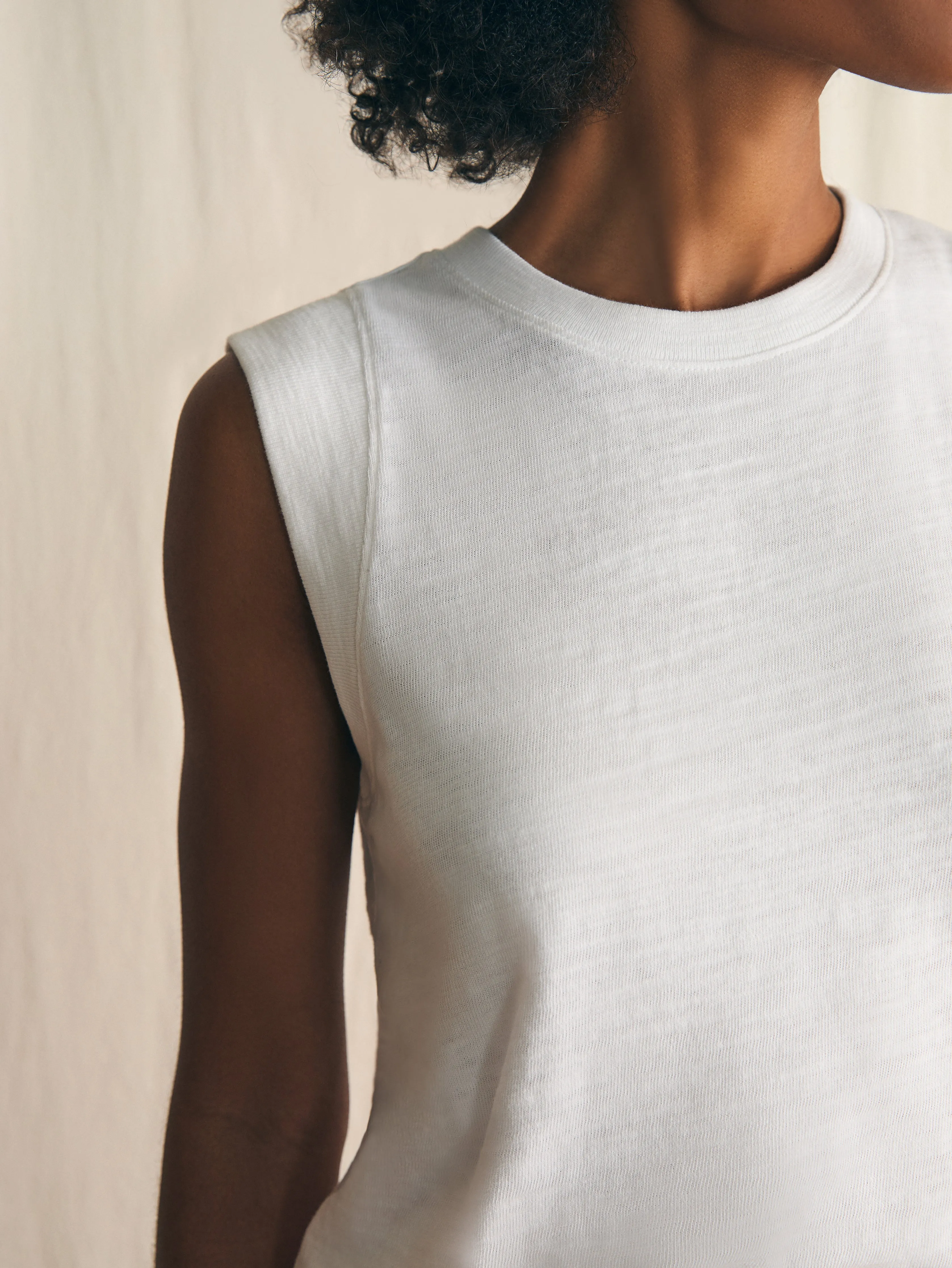 Sunwashed Slub Muscle Tank - White sold by Faherty product image thumbnail 2