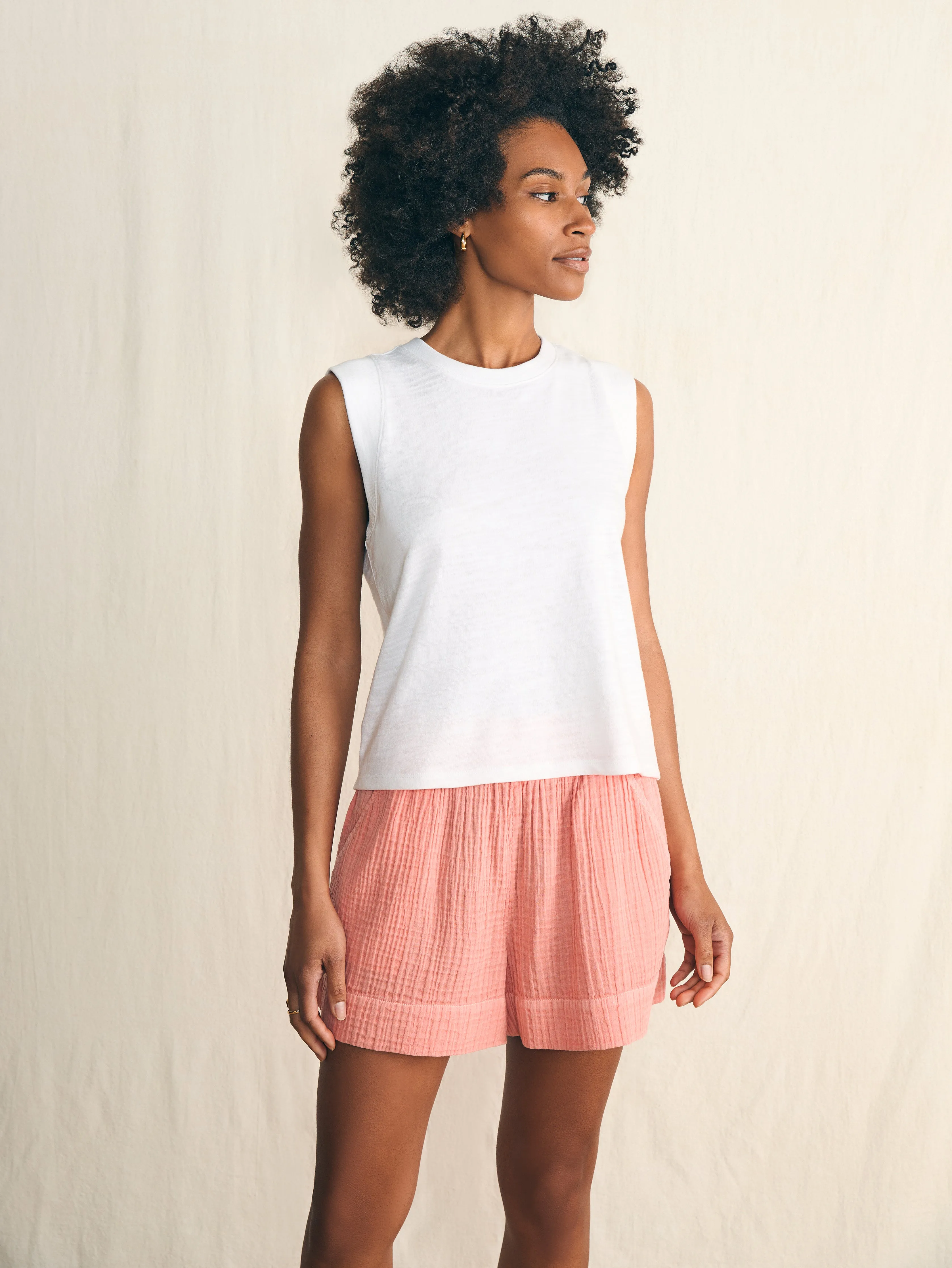 Sunwashed Slub Muscle Tank - White sold by Faherty product image thumbnail 5