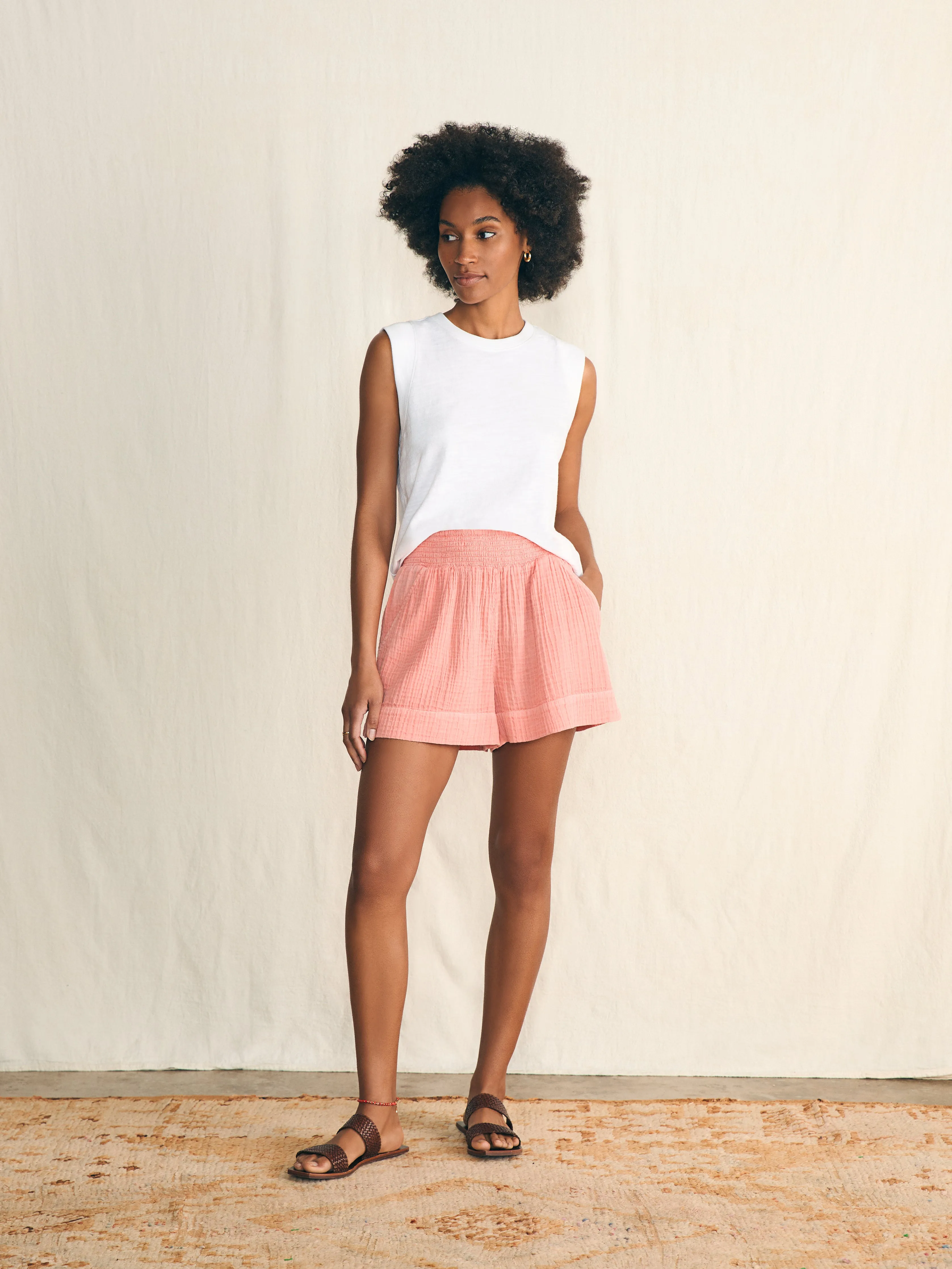 Sunwashed Slub Muscle Tank - White sold by Faherty product image thumbnail 3