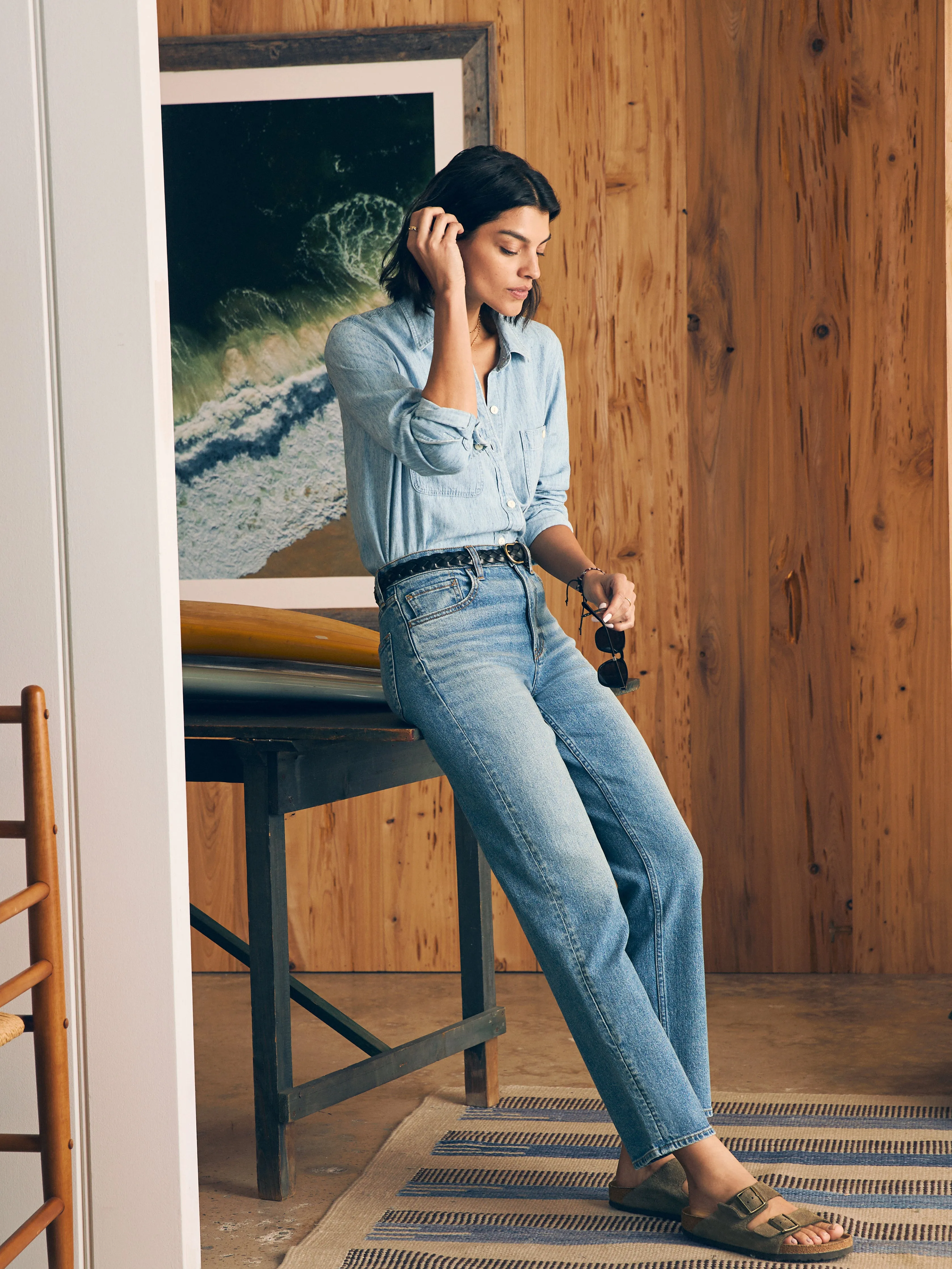 Organic Cotton Slim Straight Denim - Lakewood Wash sold by Faherty product image thumbnail 4