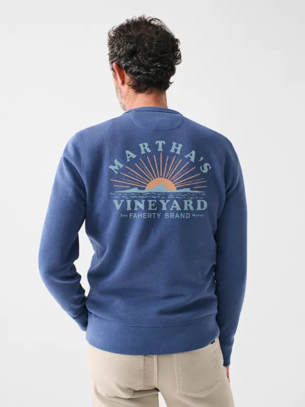 Martha's Vineyard Long-Sleeve Terry Crewneck - Faded Navy sold by Faherty
