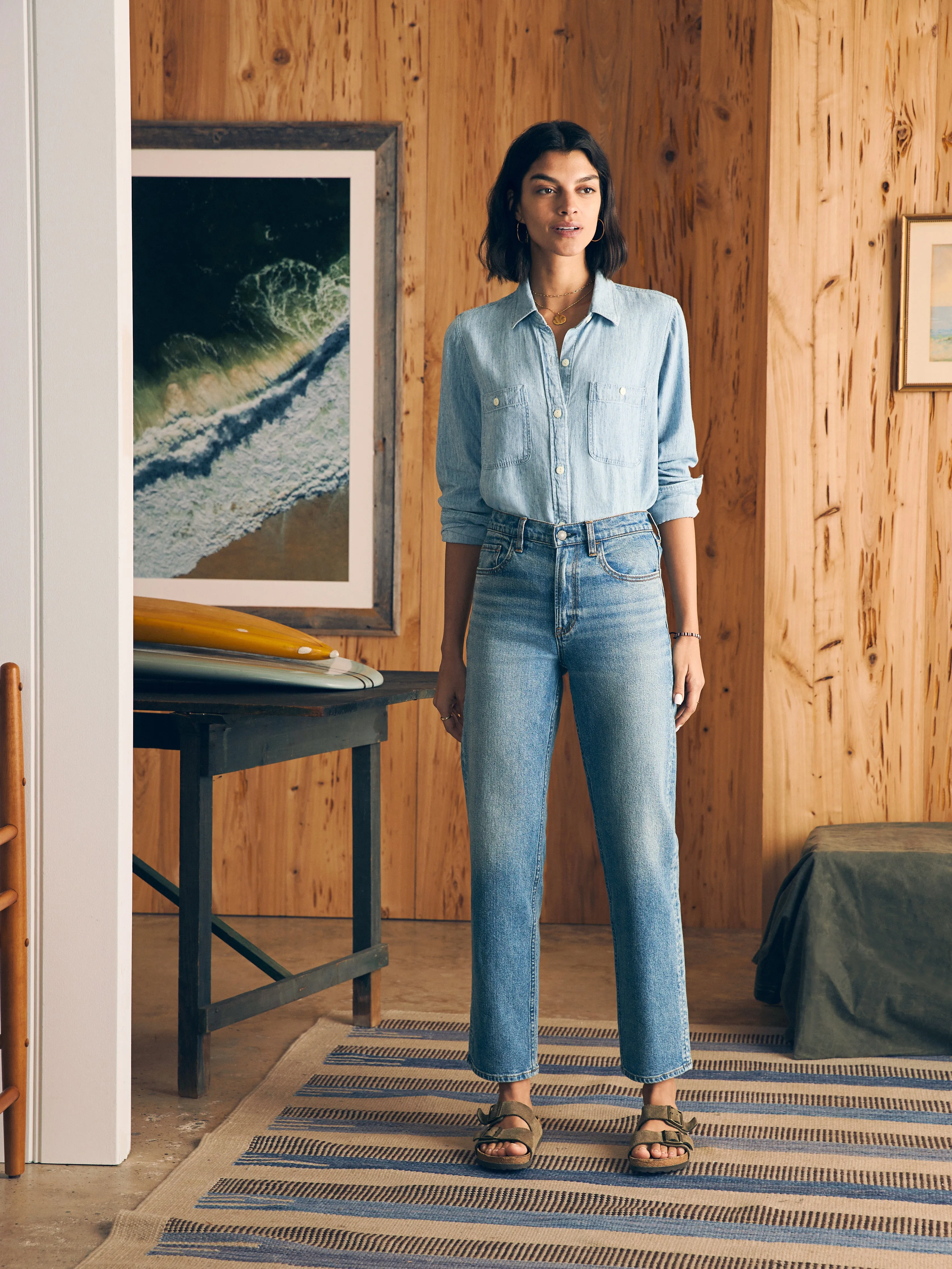 Organic Cotton Slim Straight Denim - Lakewood Wash sold by Faherty product image thumbnail 3