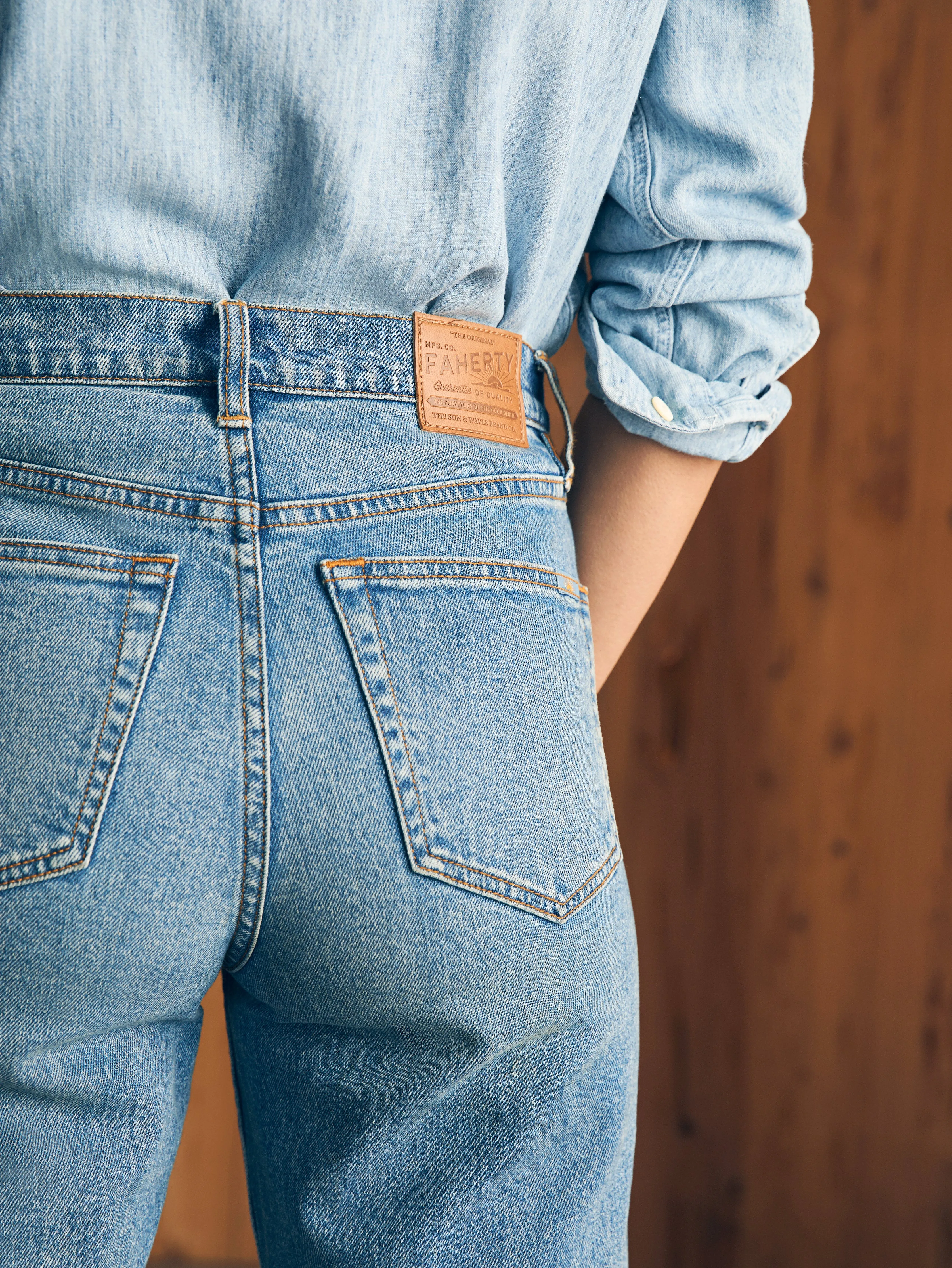 Organic Cotton Slim Straight Denim - Lakewood Wash sold by Faherty product image thumbnail 5