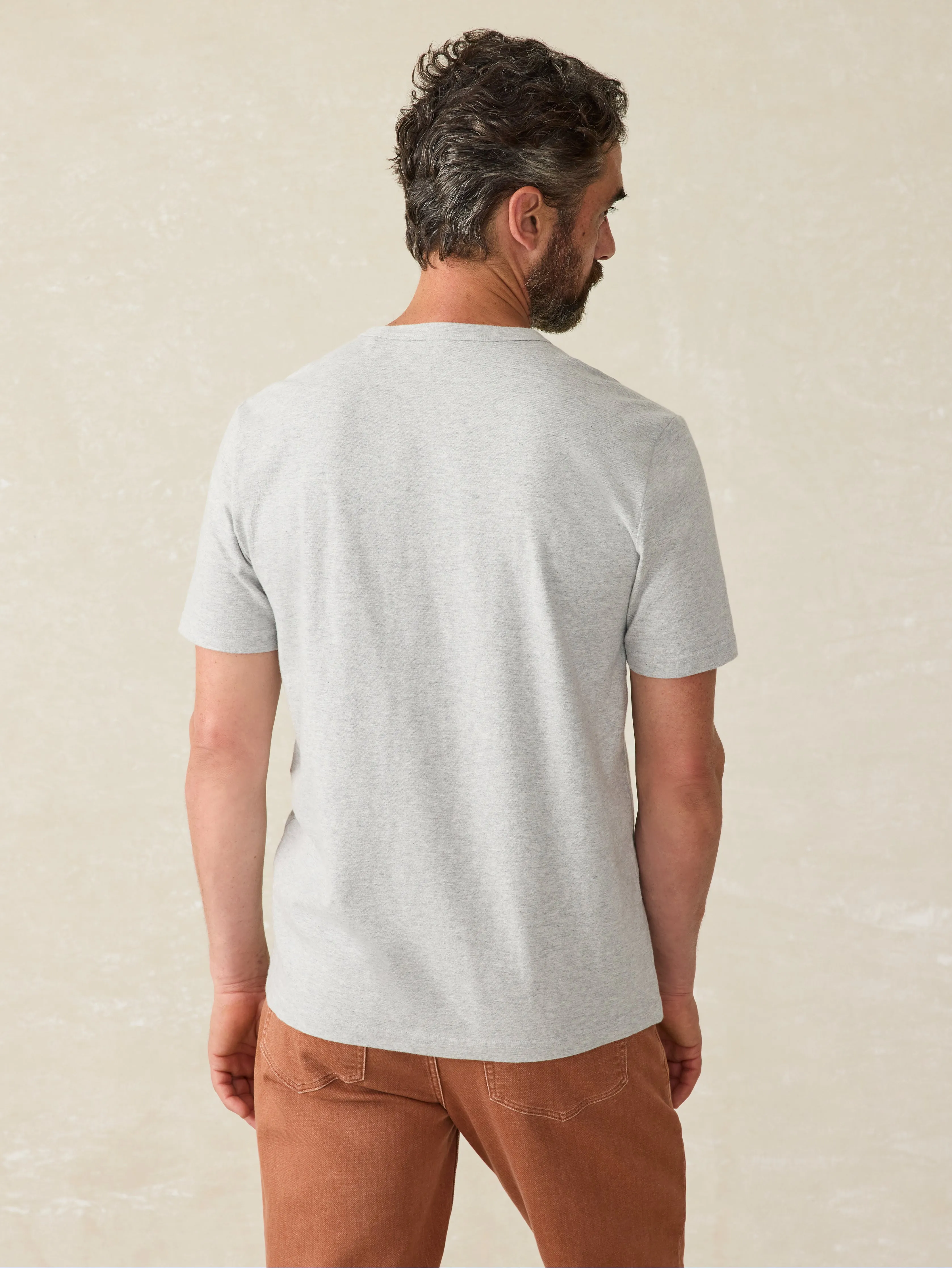 Surf Stripe Sunwashed Pocket Tee - Heather Grey sold by Faherty product image thumbnail 5
