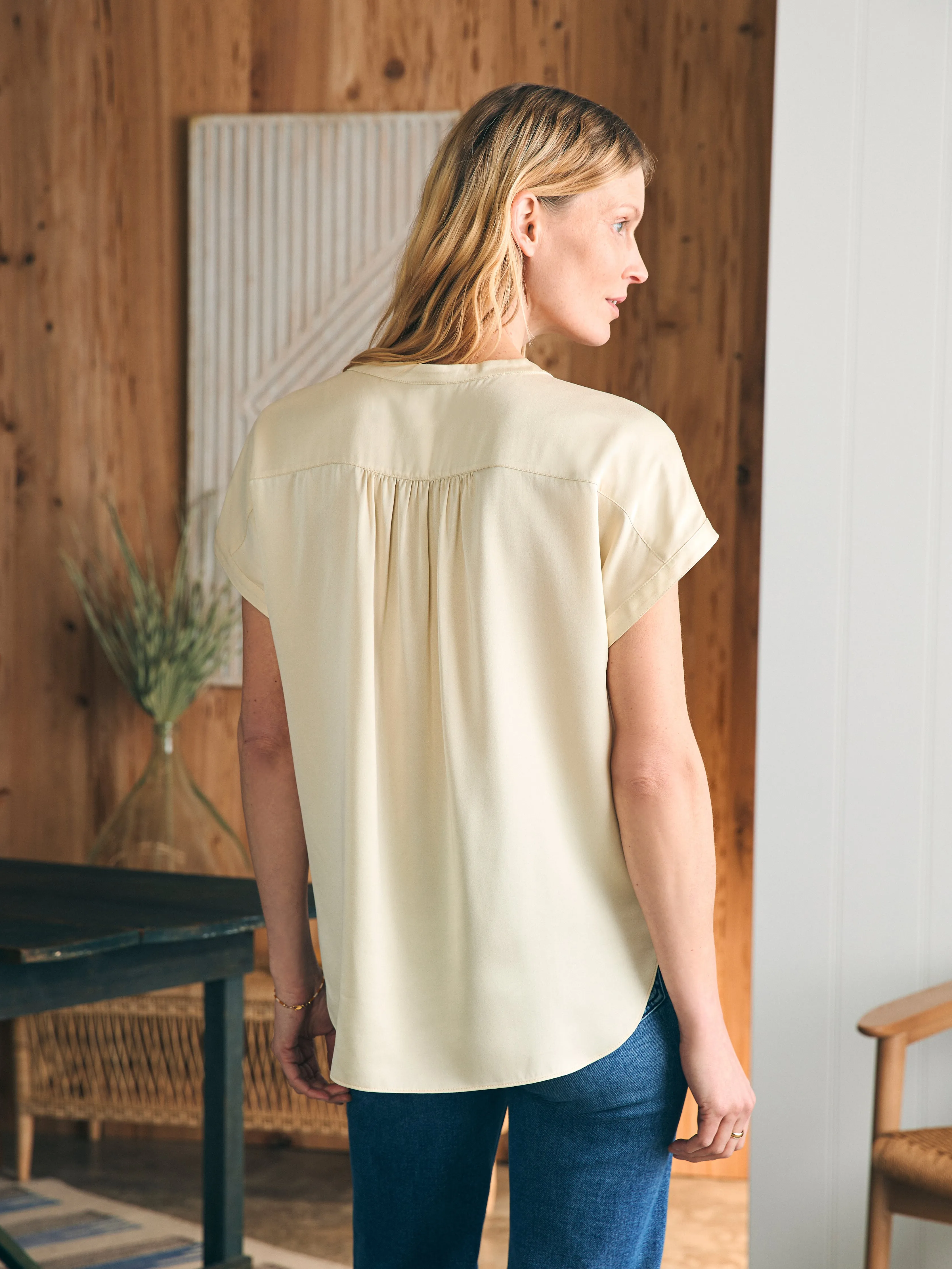 Sandwashed Silk Desmond Top - Pearled Ivory sold by Faherty product image thumbnail 5