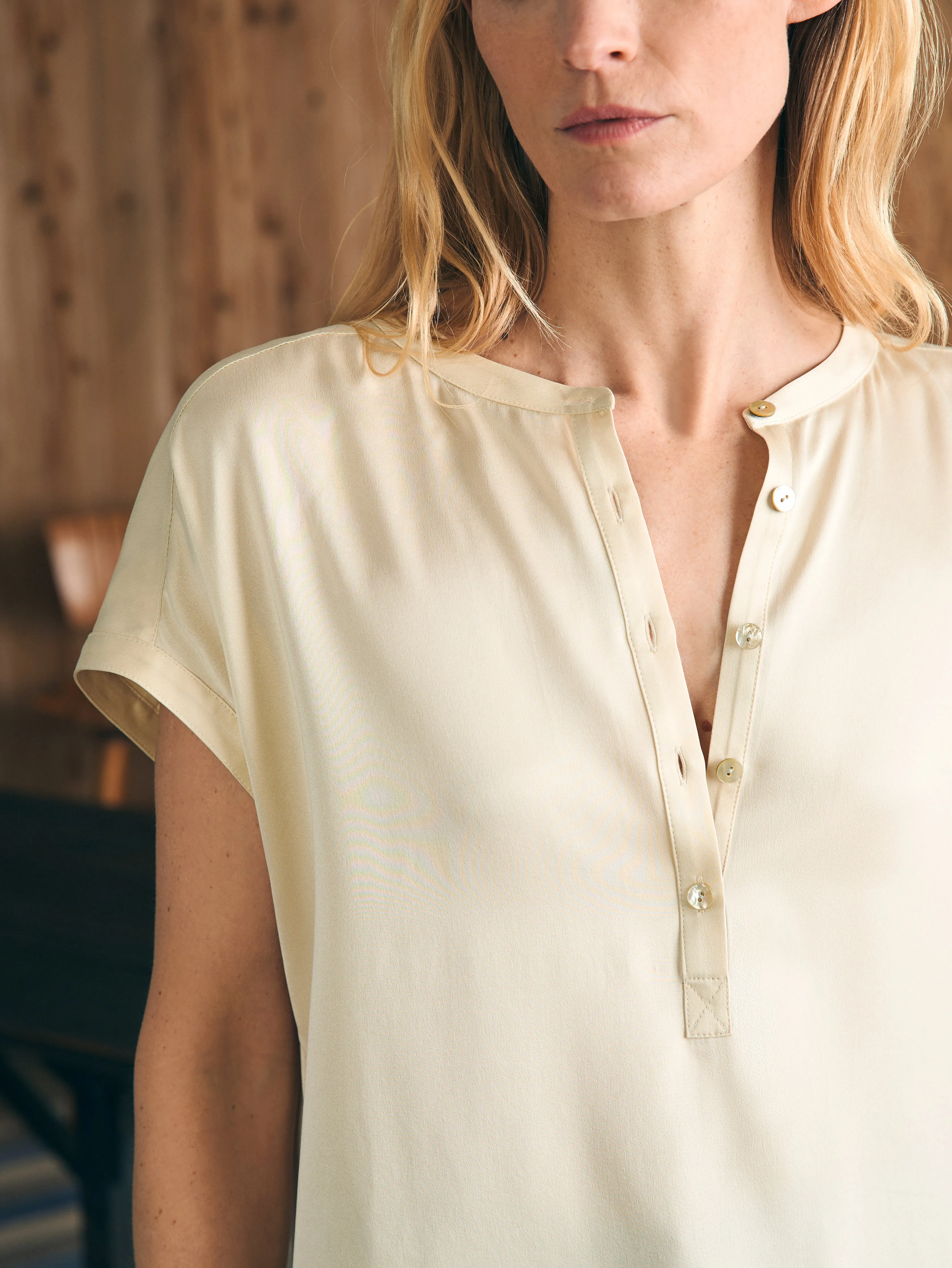 Sandwashed Silk Desmond Top - Pearled Ivory sold by Faherty product image thumbnail 2